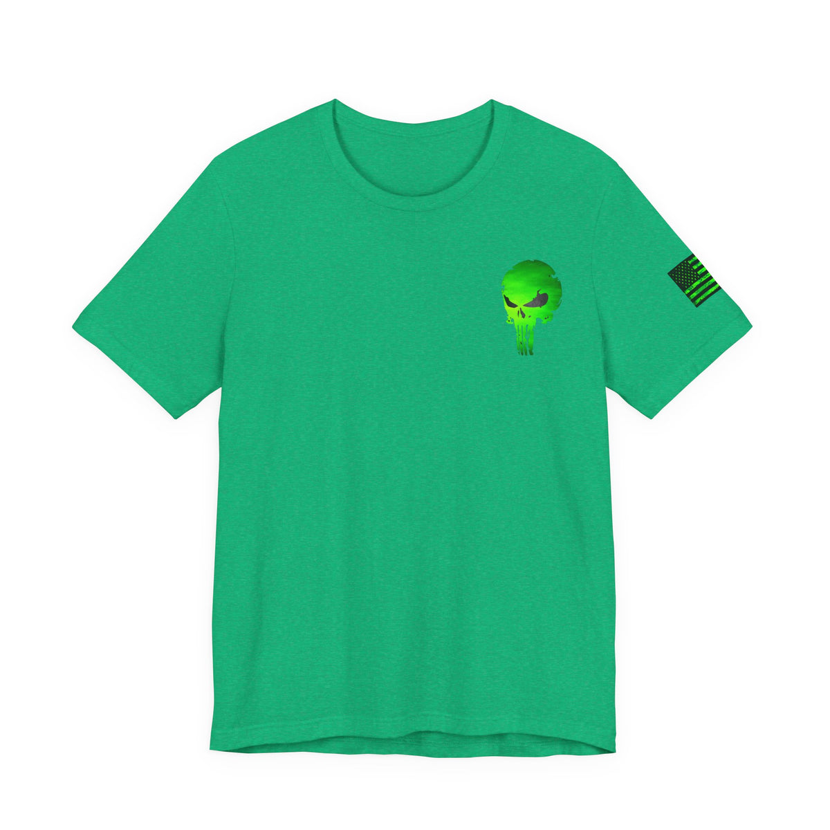 Toxic Green Punisher Skull – Neon Grunge Vigilante Graphic for Shirts, Decals & Prints