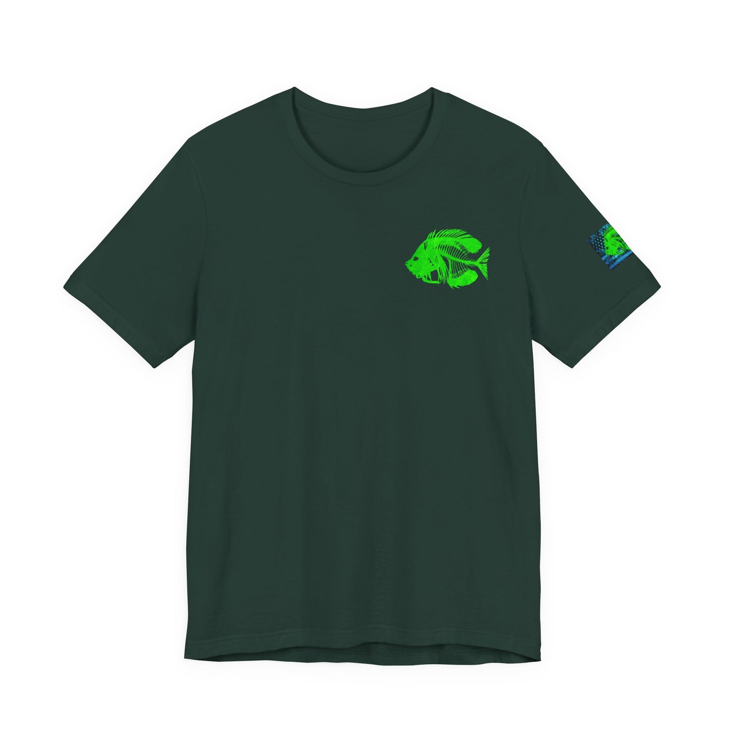 Green Pearch Angler Grunge American Flag Tee, Patriotic USA Shirt, Vintage American Flag