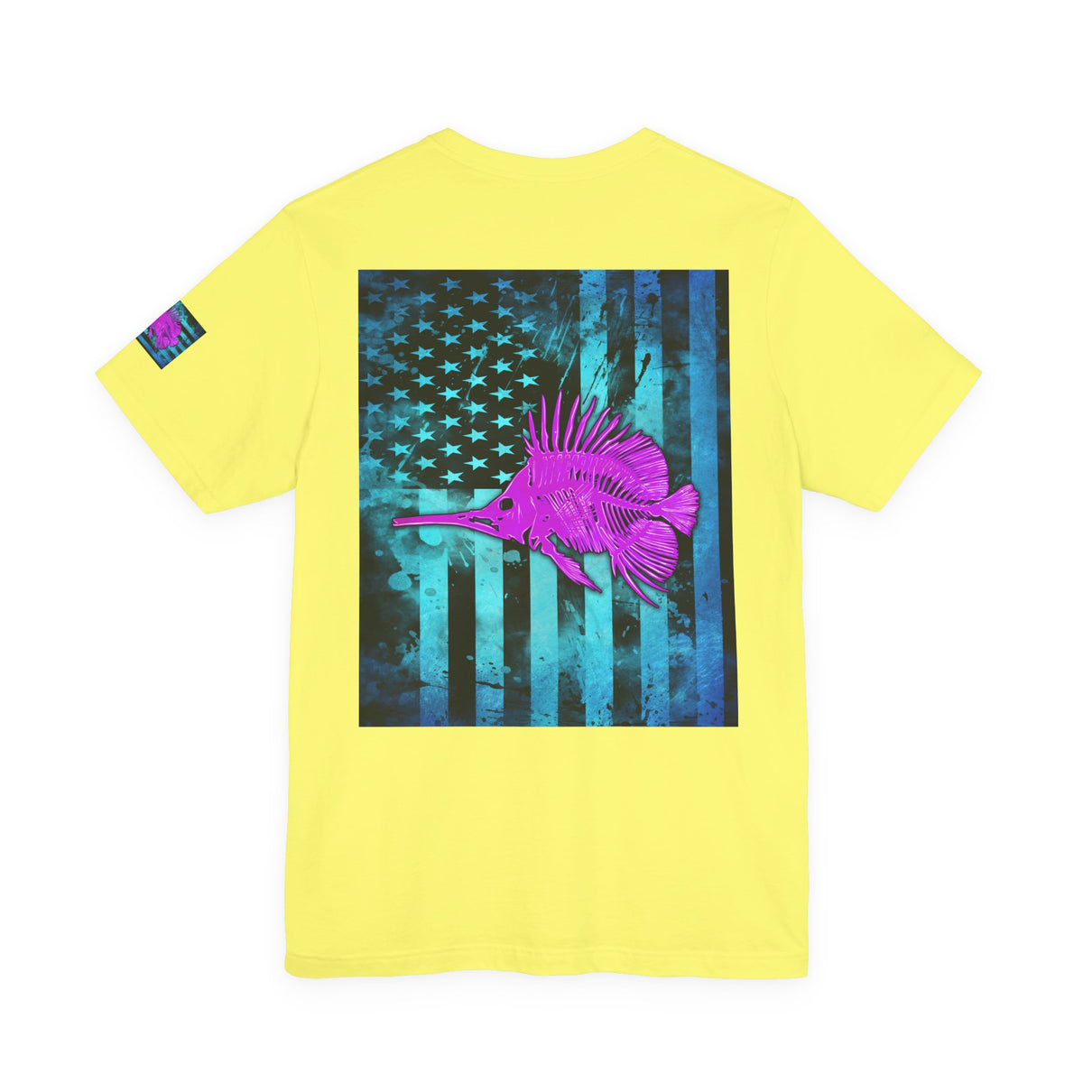 Pink Angler Grunge American Flag Tee, Patriotic USA Shirt, Vintage American Flag