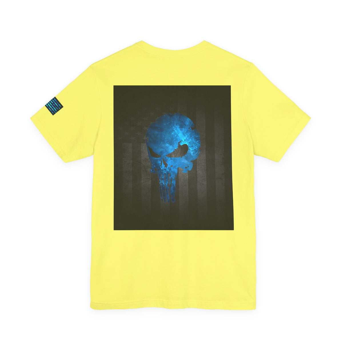 Blue Grunge Punisher Skull – Neon Grunge Vigilante Graphic for Shirts, Decals & Prints