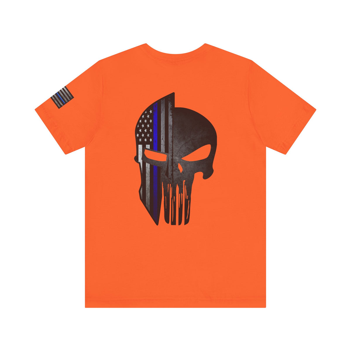 Grunge Stone Spartan Thin Blue Line American Flag T-Shirt – Honor & Valor Police Tribute Tee