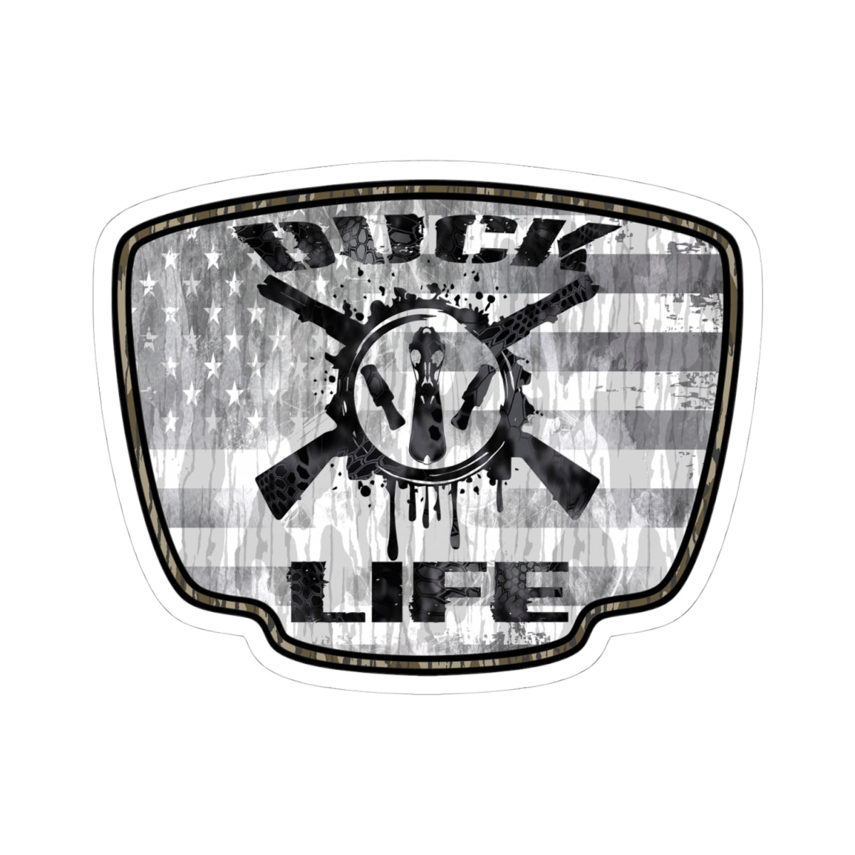 American Flag Camo Duck Hunting Badge Patriot kiss-cut stickers