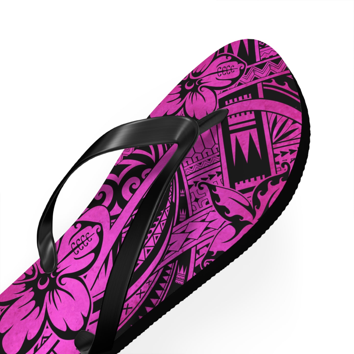 Polynesian Pink Flip Flops - Boho Beach Footwear, Summer Sandals, Vacation Shoes, Hibiscus Print, Gift for Her