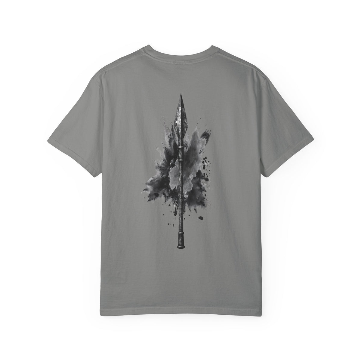 Spartan Warrior T-Shirt – Greek Helmet Circle Design Front & Spear Back | Warrior Graphic Tee