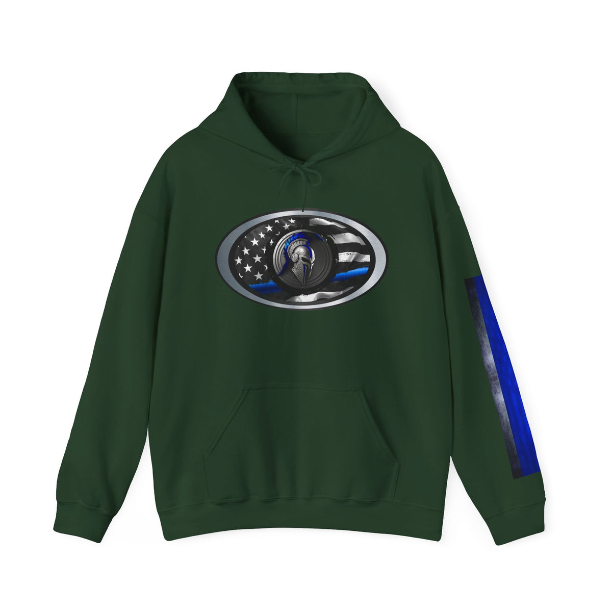 Spartan Hoodie, Thin Blue Line, American Flag, Patriotic Hoodie, Police Officer Gift, Law Enforcement Apparel