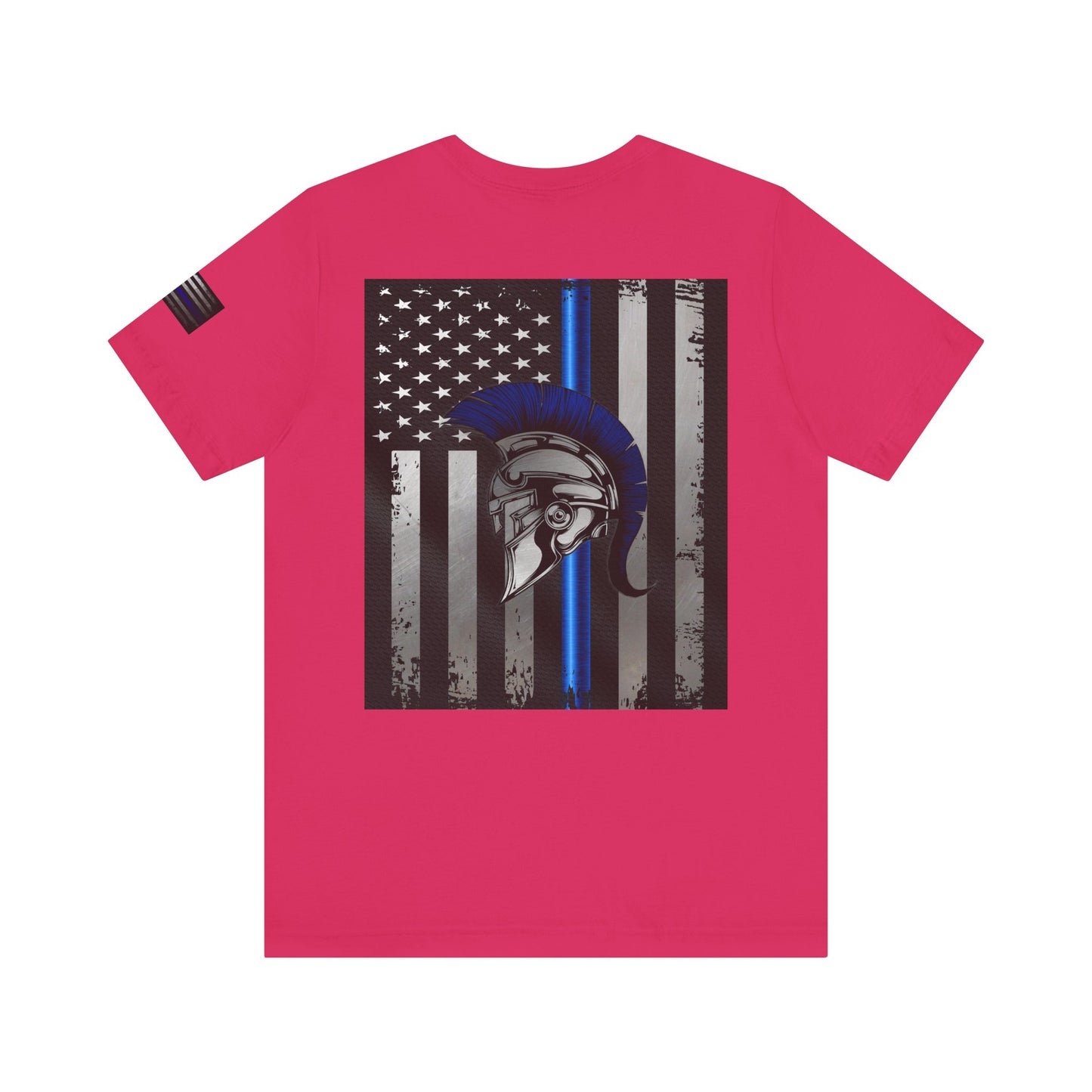 Spartan Thin Blue Line American Flag T-Shirt – Honor & Valor Police Tribute Tee