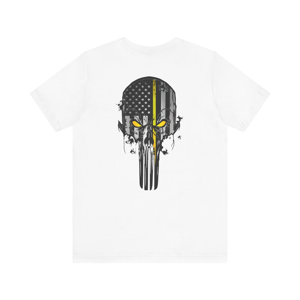 Thin Yellow Line American Flag Skull Tee