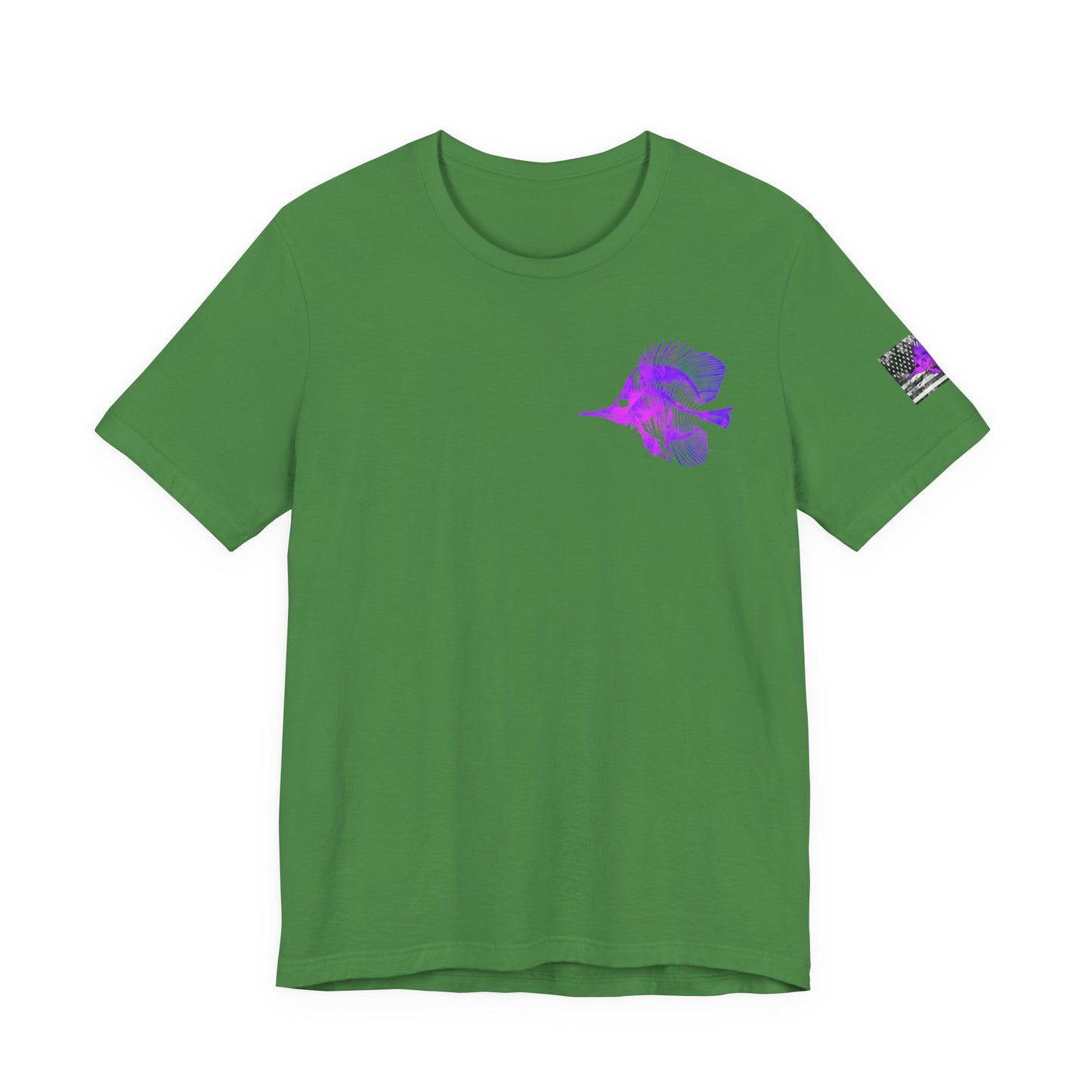 Purple Fish Angler Grunge American Flag Tee, Patriotic USA Shirt, Vintage American Flag