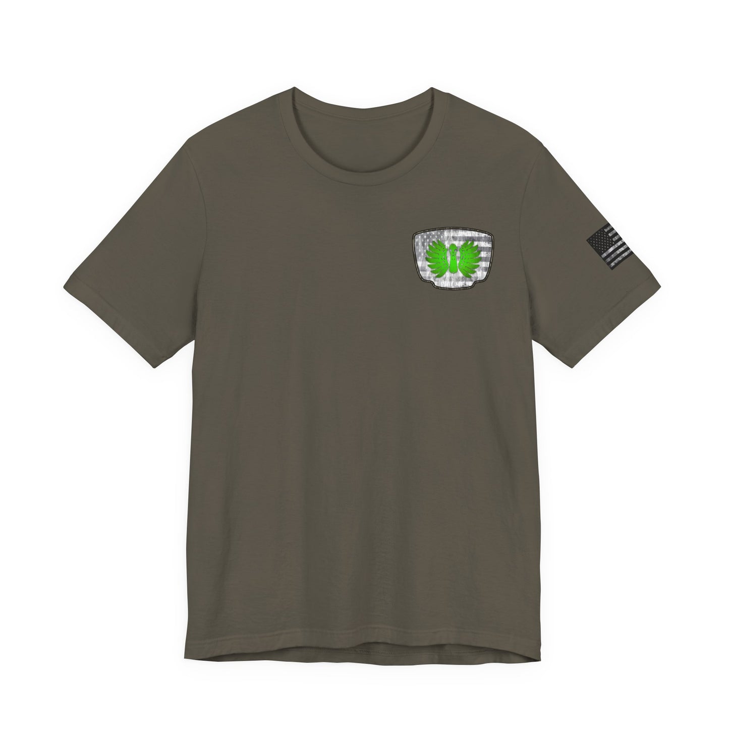 Duck Skull Hunting Badge T-Shirt – Mossy Camo Print, Crossed Guns & Duck Skull Graphic