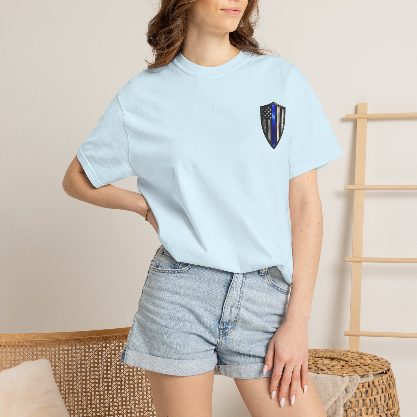 Thin Blue Line Skull T-Shirt — American Flag Police Support Tee