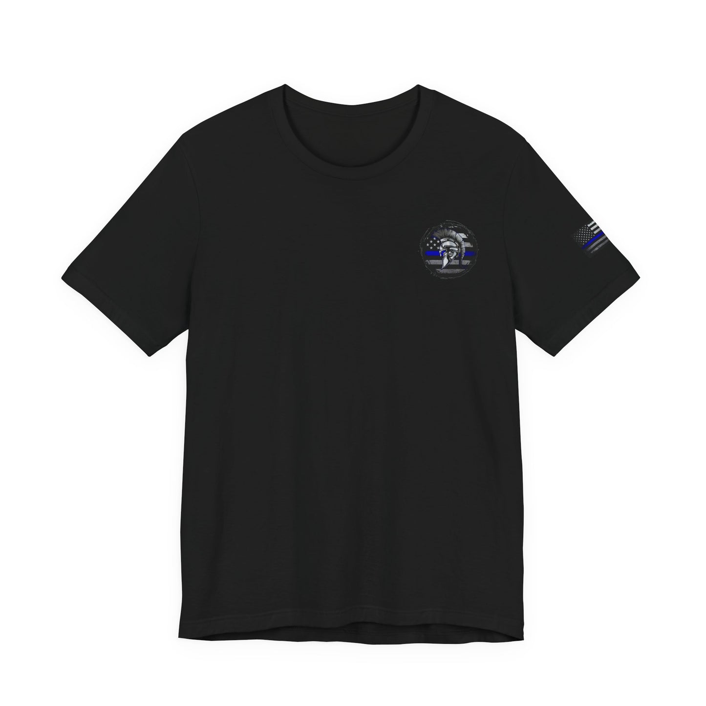 Spartan Thin Blue Line American Flag T-Shirt – Honor & Valor Police Tribute Tee