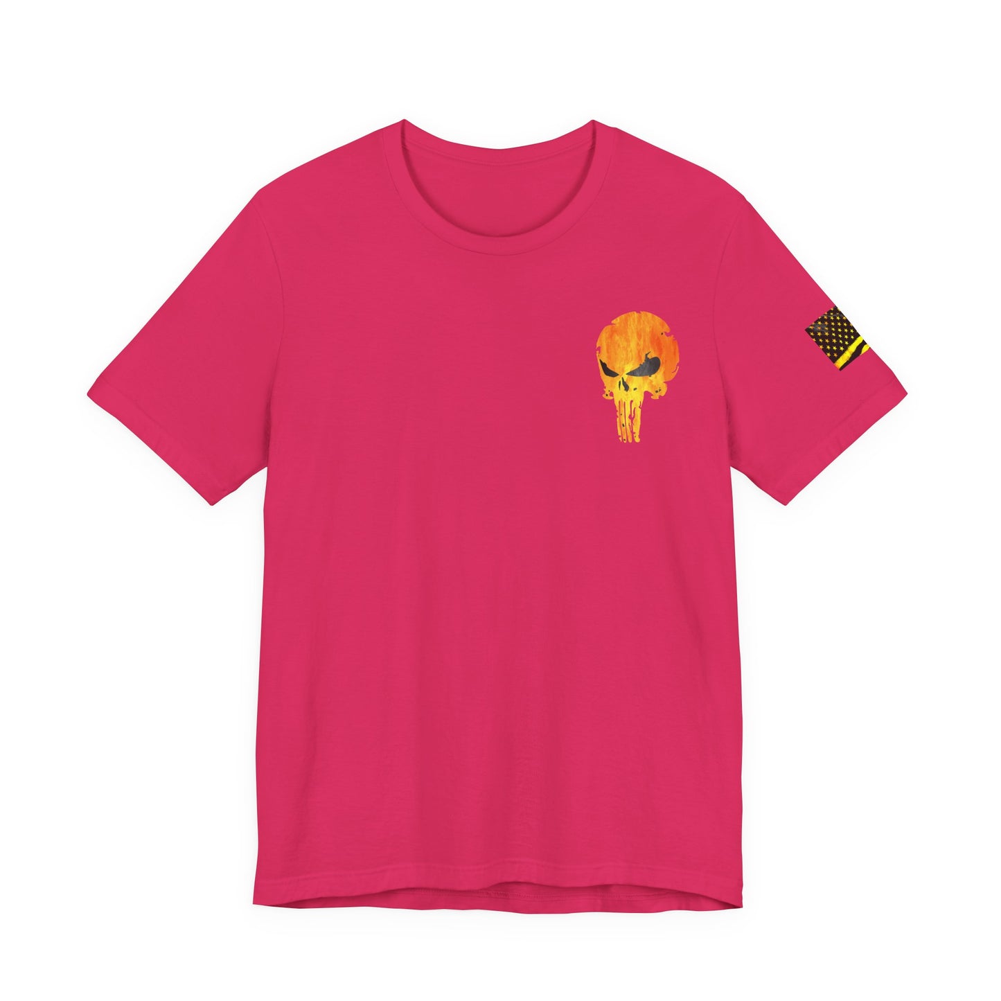 Orange Grunge Punisher Skull – Neon Grunge Vigilante Graphic for Shirts, Decals & Prints