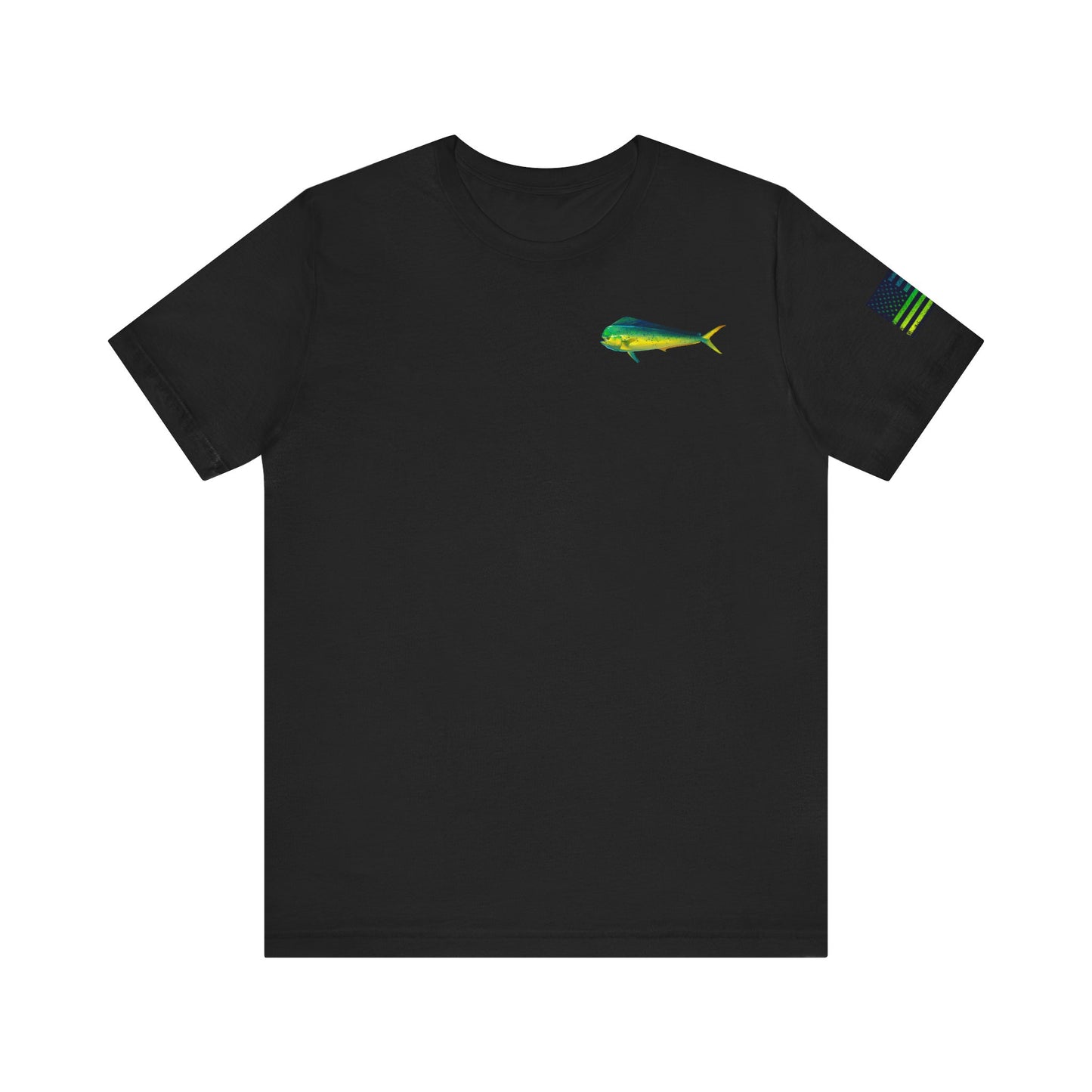 Mahi Mahi Sunglass Badge Tee – White Distressed Flag Fishing Shirt