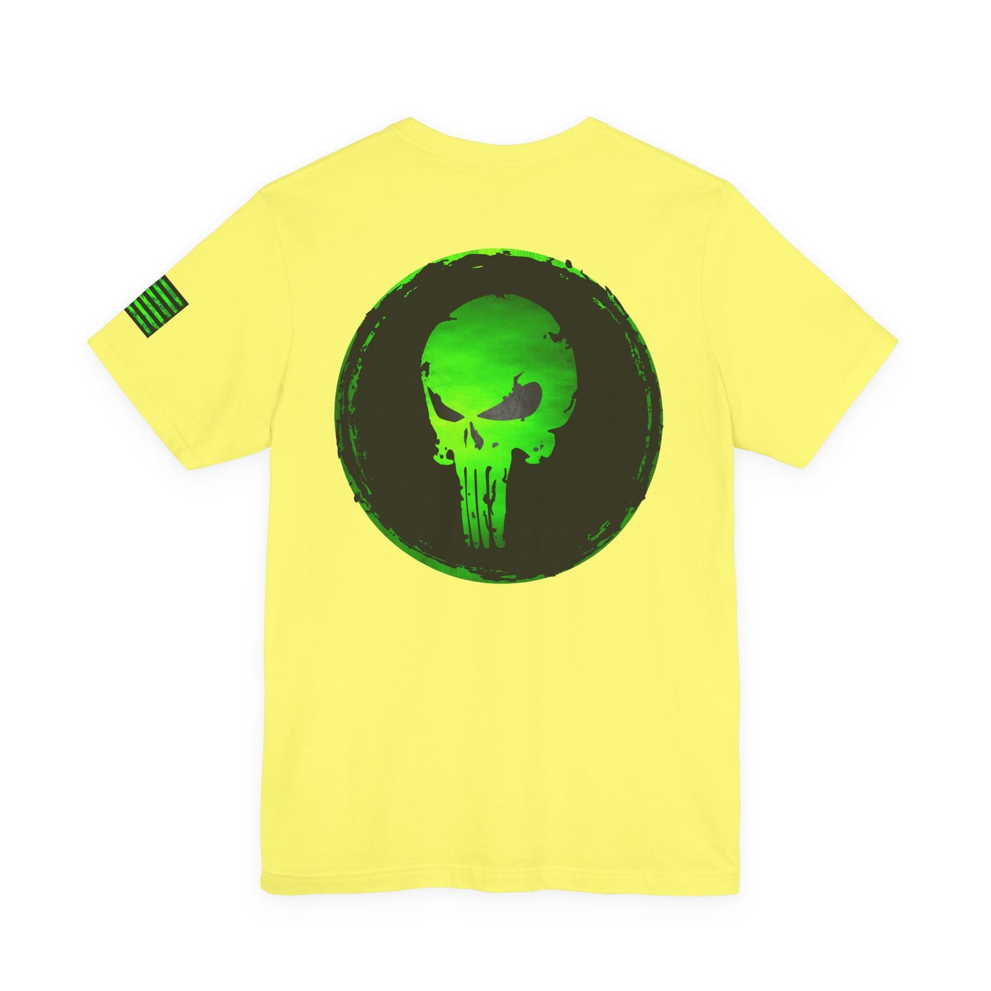 Toxic Green Punisher Skull – Neon Grunge Vigilante Graphic for Shirts, Decals & Prints