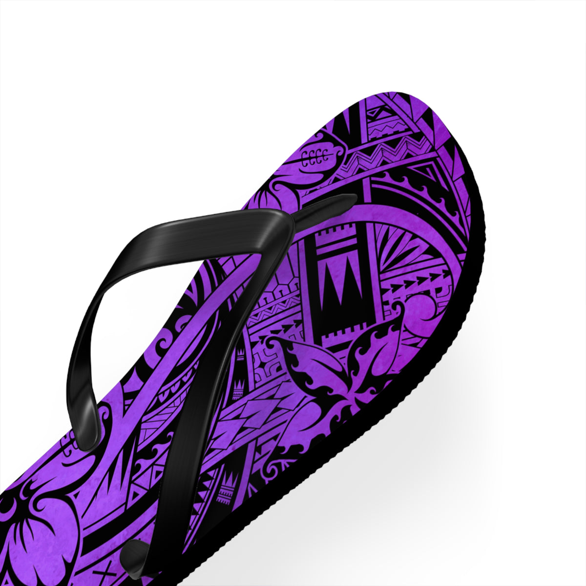 Polynesian Purple Floral Flip Flops, Summer Sandals, Beach Footwear, Vacation Essentials, Casual Footwear