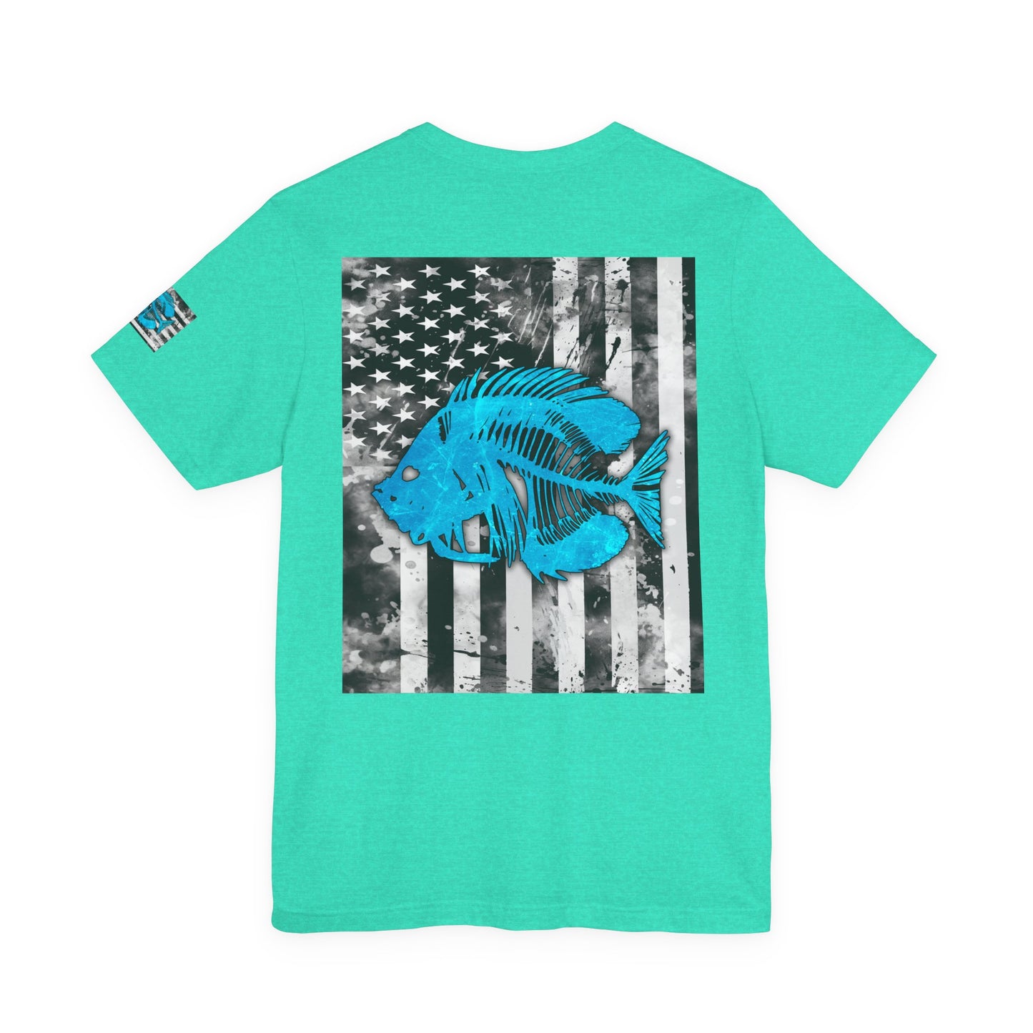 Blue Pearch Angler Grunge American Flag Tee, Patriotic USA Shirt, Vintage American Flag