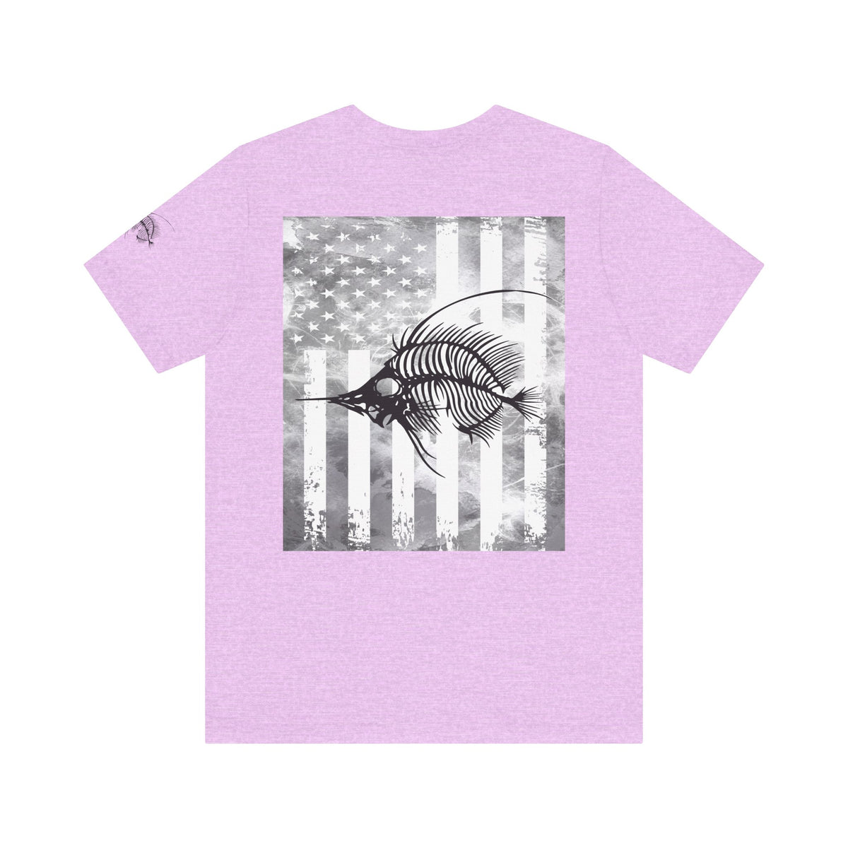 Fish Skeleton Grunge American Flag Tee, Patriotic USA Shirt, Vintage American Flag