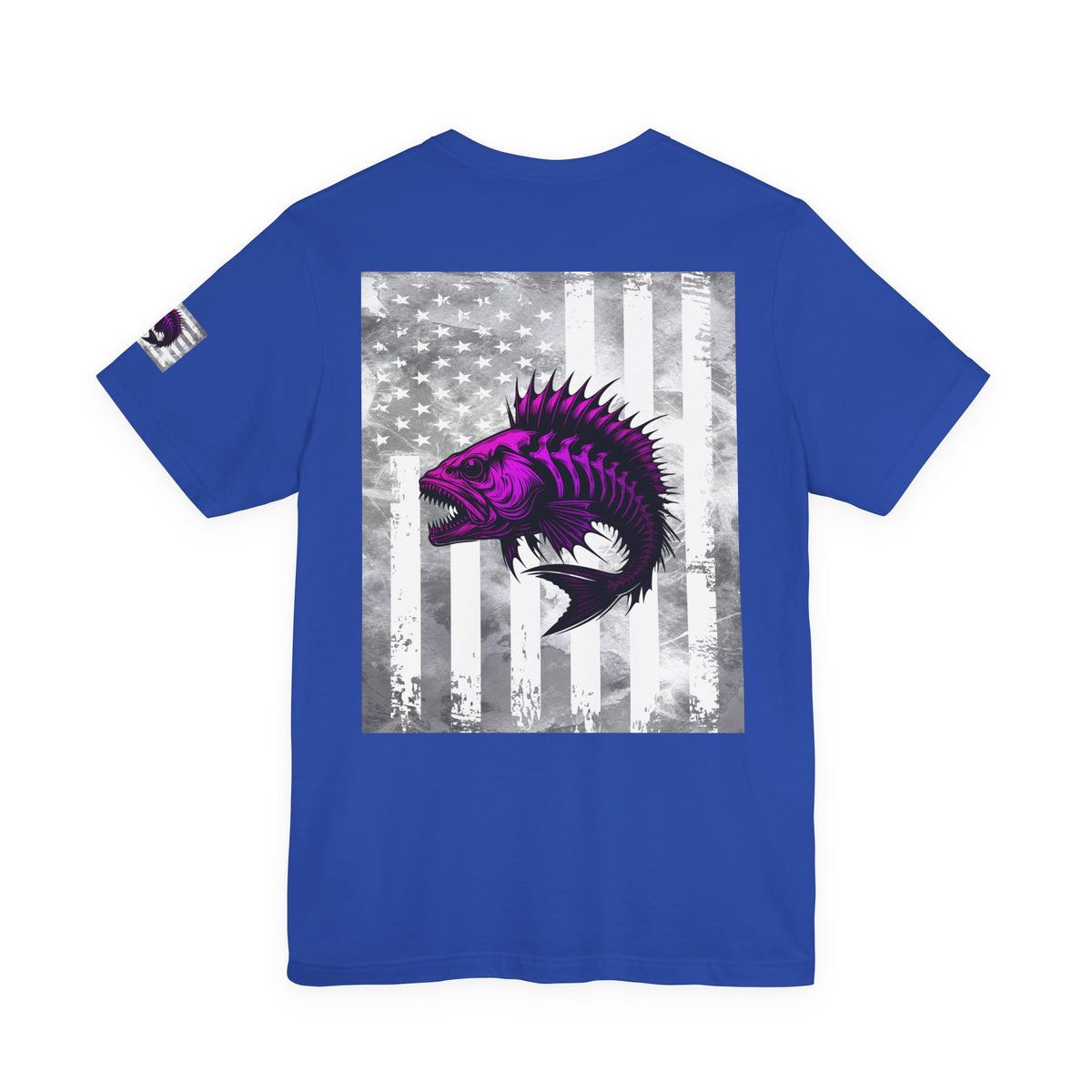 Fish Grunge American Flag Tee, Patriotic USA Shirt, Vintage American Flag