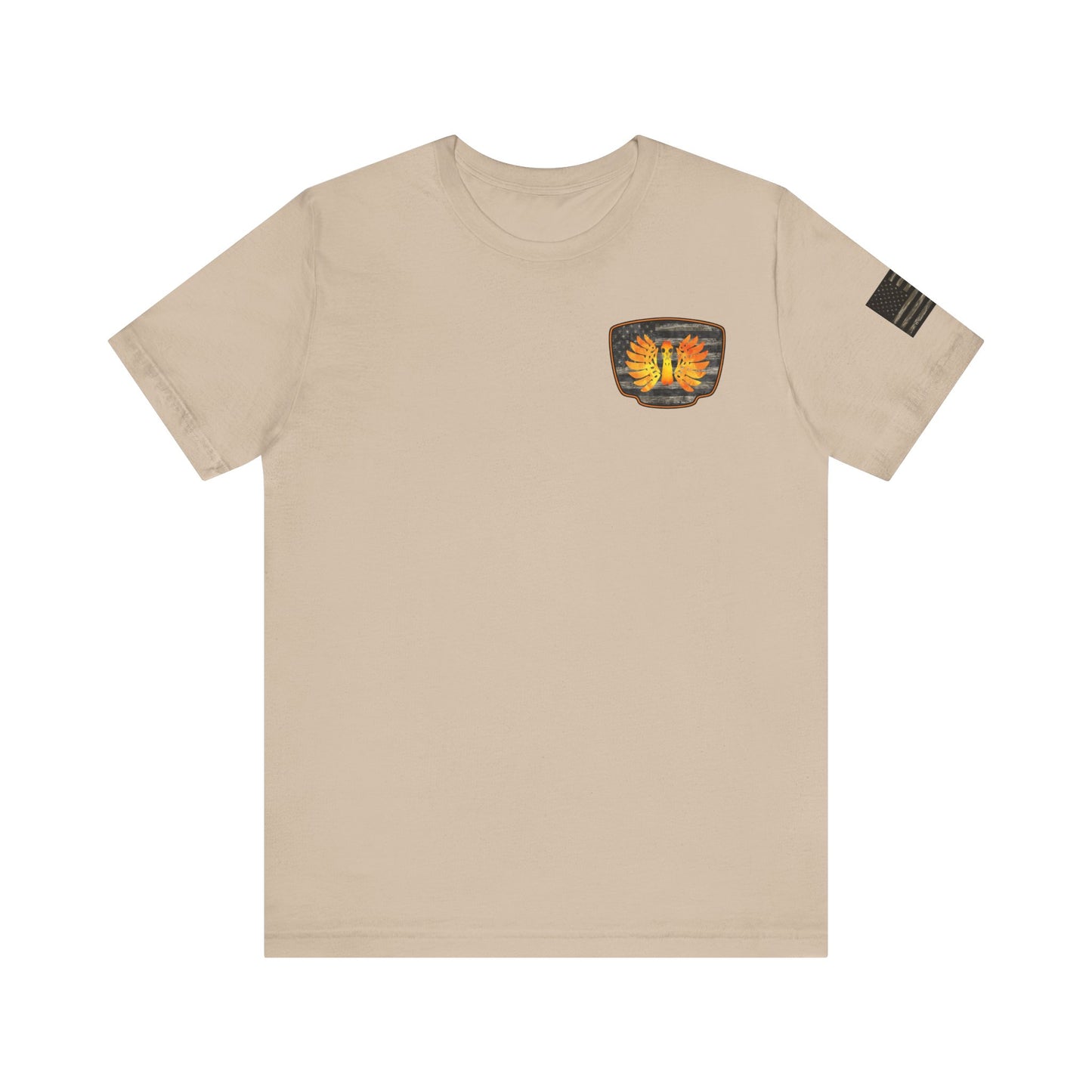 Duck Hunt Badge T-Shirt – Mossy Camo Print, Crossed Guns & Duck Skull Graphic