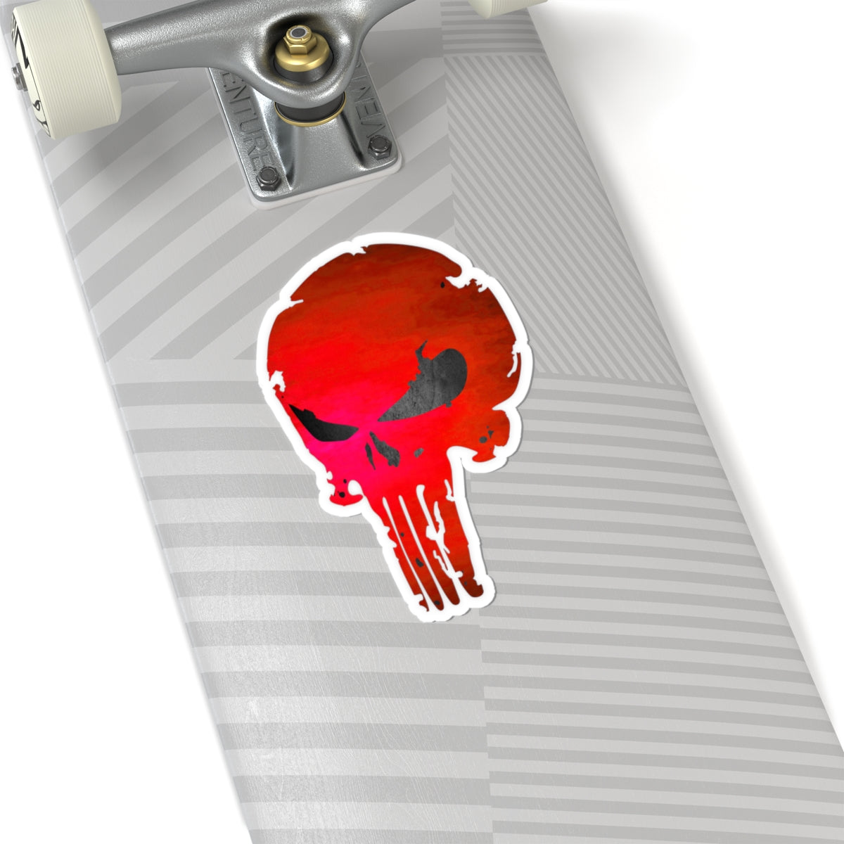 Red Distressed Skull Warrior Sticker – Bold Urban Graphic for Laptops, Water Bottles & More