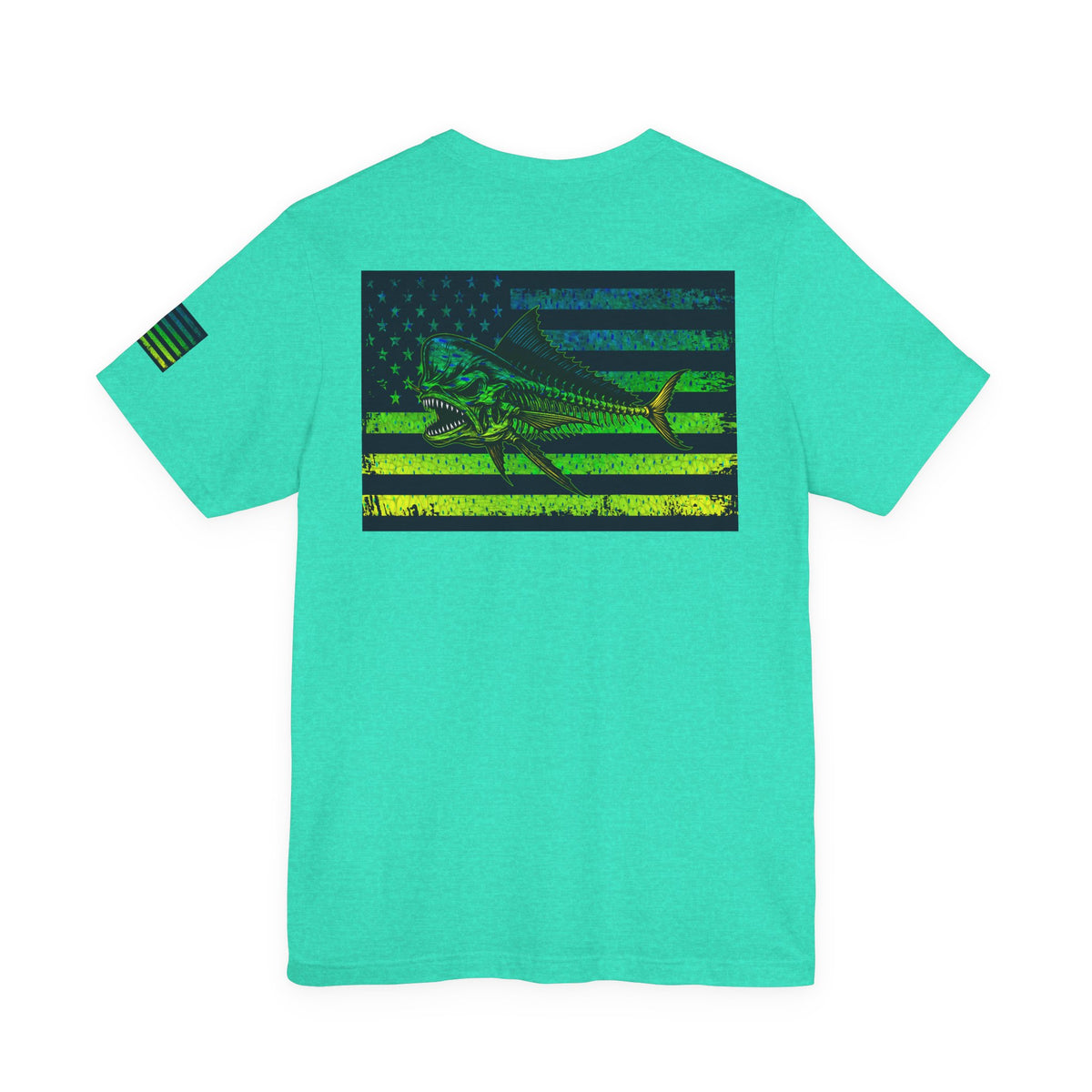 The Mahi Angler Grunge American Flag Tee, Patriotic USA Shirt, Vintage American Flag
