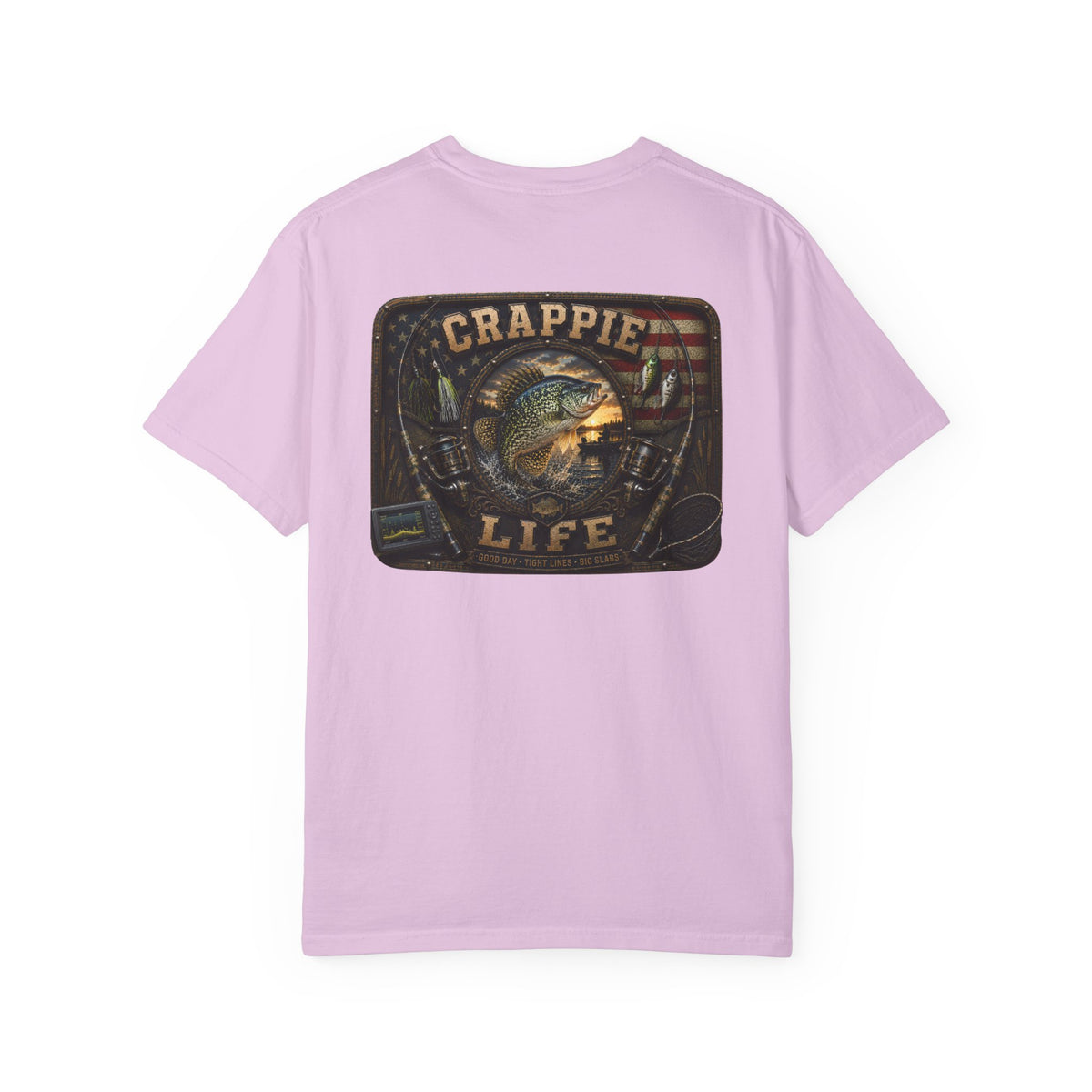 Crappie Life T-Shirt — Retro American Flag Crappie Fishing Tee