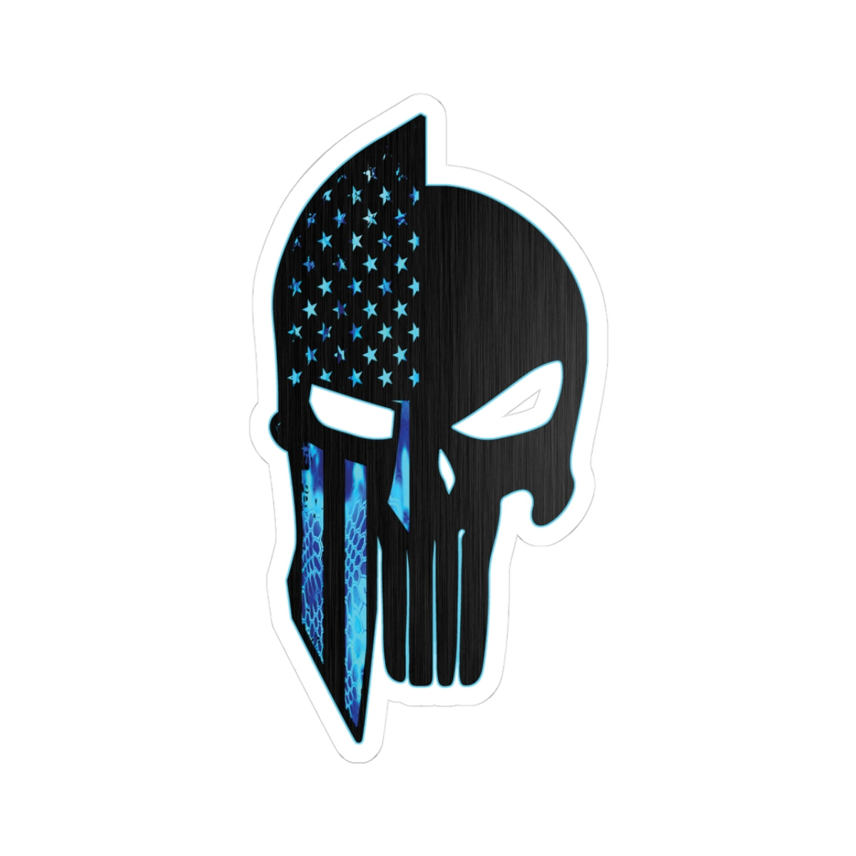 Blue Spartan Warrior Skull Thin Blue Line Police Support Sticker ArtKiss-Cut Stickers