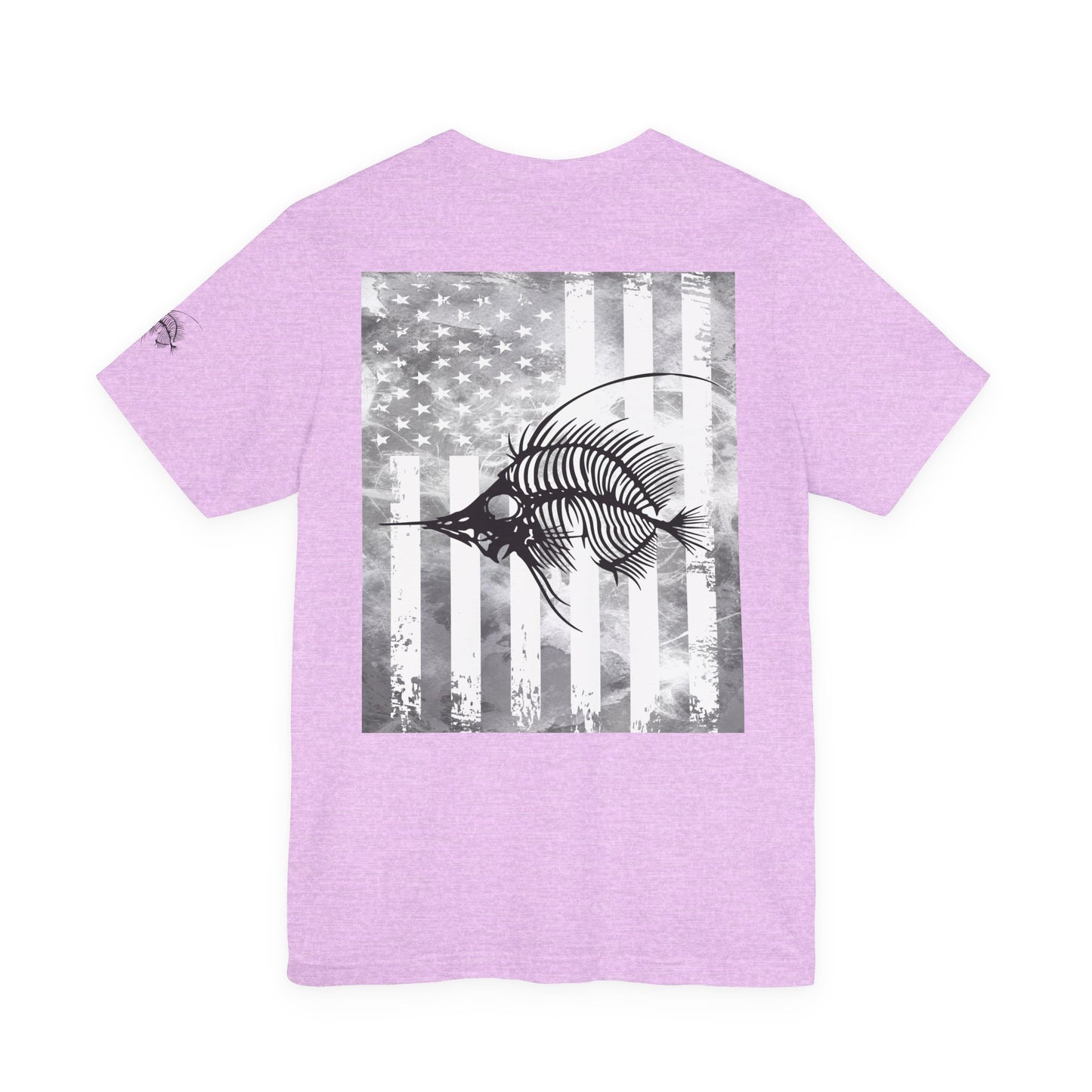 Fish Skeleton Grunge American Flag Tee, Patriotic USA Shirt, Vintage American Flag