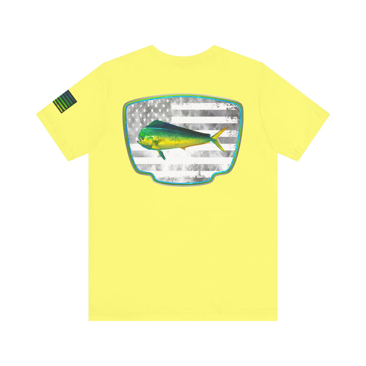 Mahi Mahi Sunglass Badge Tee – White Distressed Flag Fishing Shirt