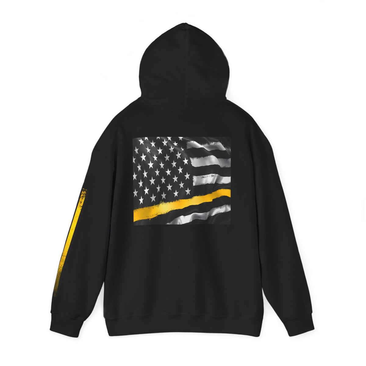 911 Dispatcher Thin Yellow Line American Flag Heart Hoodie, Dispatcher Hooded Sweatshirt, First Responder Gift, Patriotic