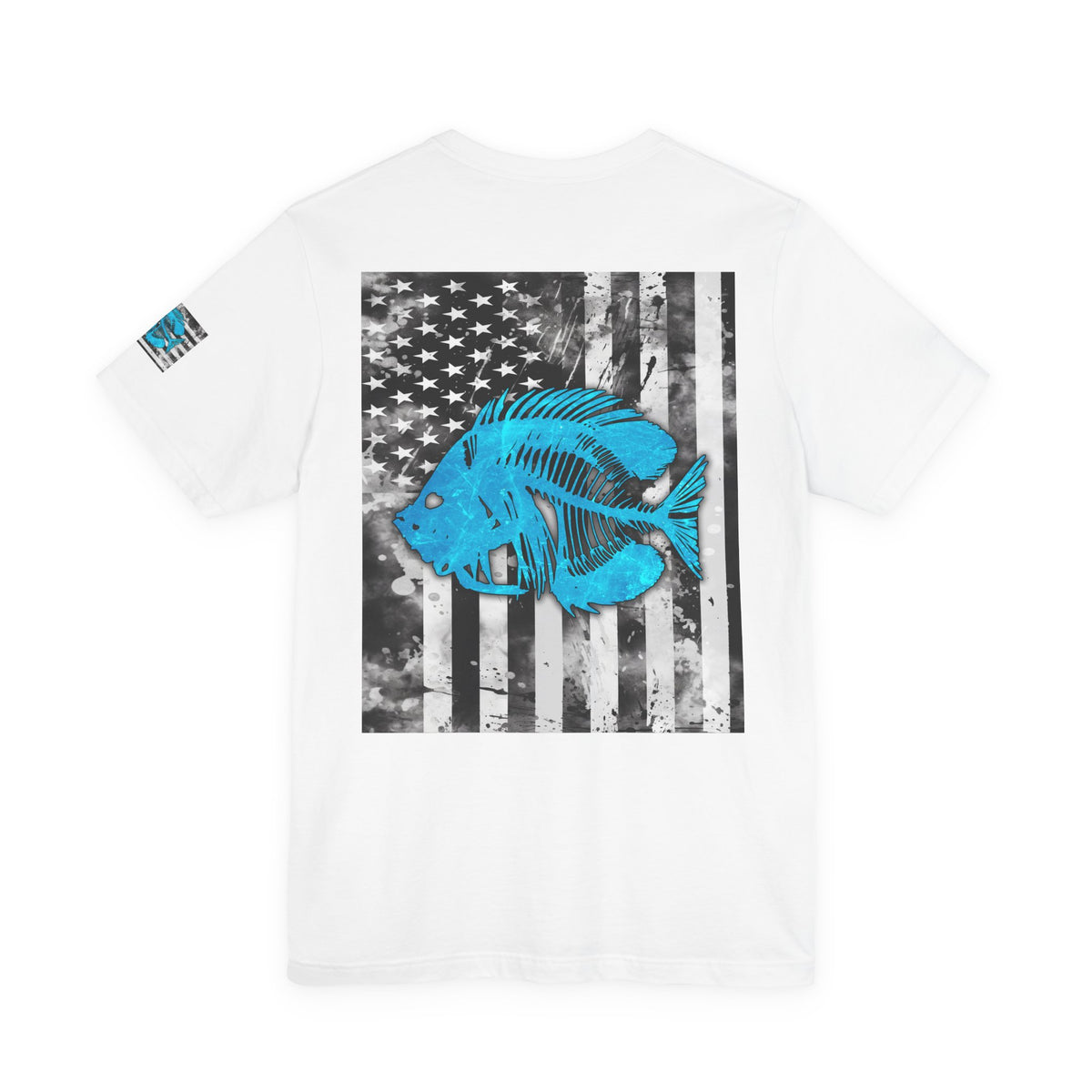 Blue Pearch Angler Grunge American Flag Tee, Patriotic USA Shirt, Vintage American Flag
