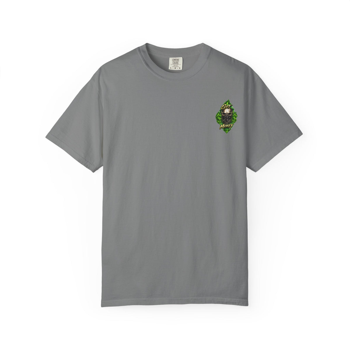 Get Money Skull Graphic Tee – Green Flame Dollar Sign Hustle Streetwear Shirt