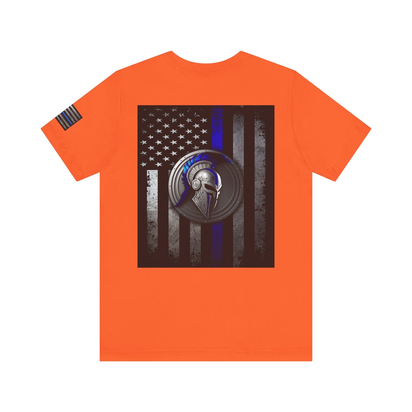 Spartan Helmet Flag Shirt – Thin Blue Line American Patriotic Tee for Law Enforcement Support