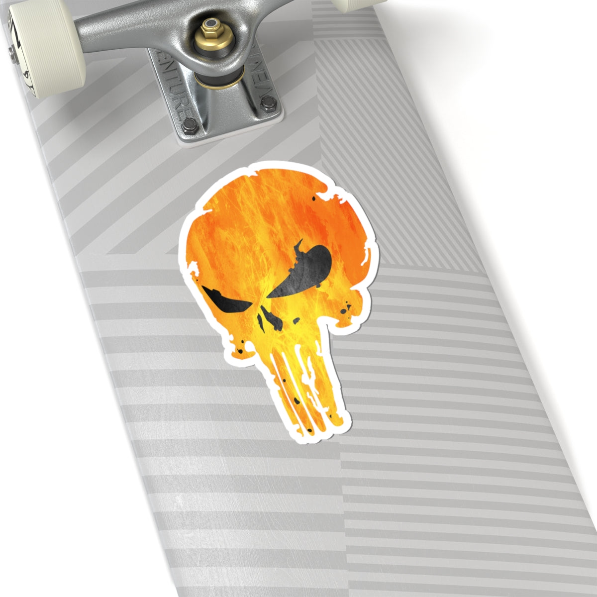 Distressed Fire Skull Warrior Sticker – Bold Urban Graphic for Laptops, Water Bottles & More