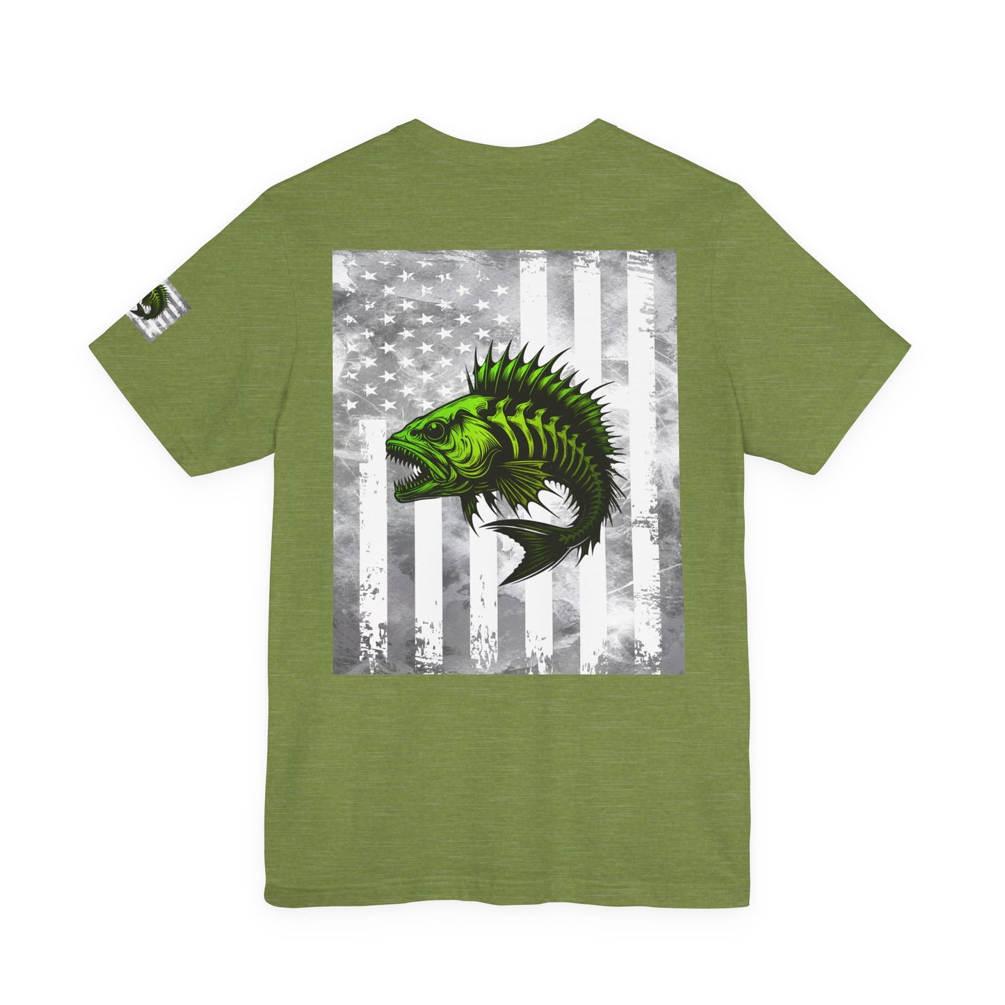 Angler Grunge American Flag Tee, Patriotic USA Shirt, Vintage American Flag