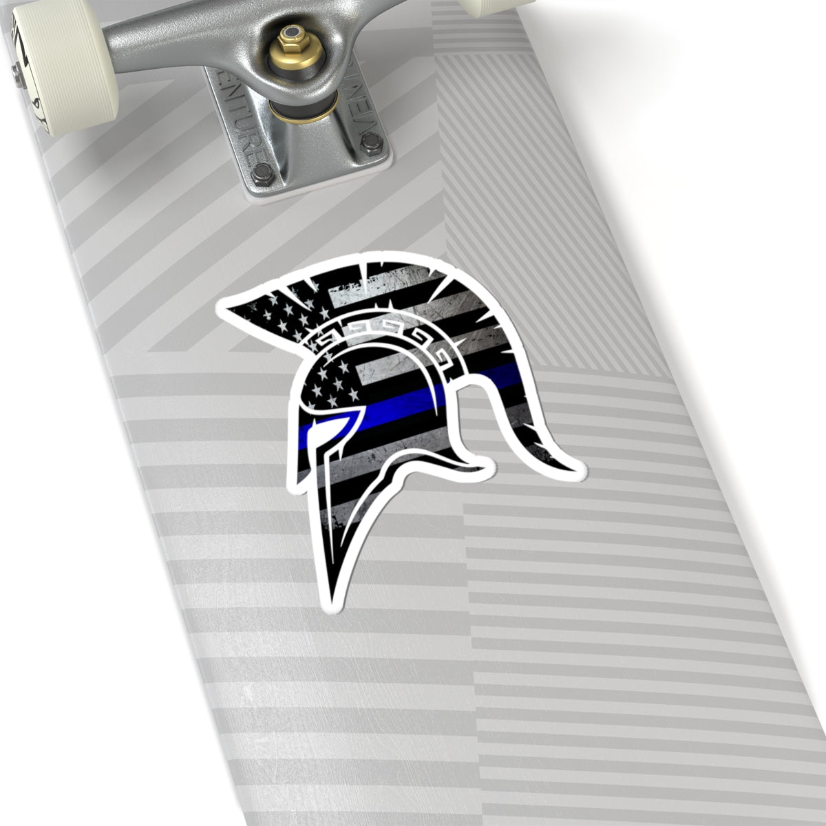 Spartan Warrior Helmet Thin Blue Line Police Support Sticker ArtKiss-Cut Stickers