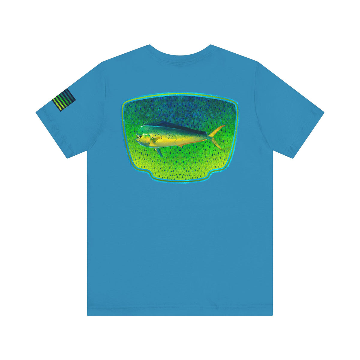 Bright Mahi Mahi Fish Skin Badge Tee – Bold Saltwater Fishing Shirt for Ocean Lovers