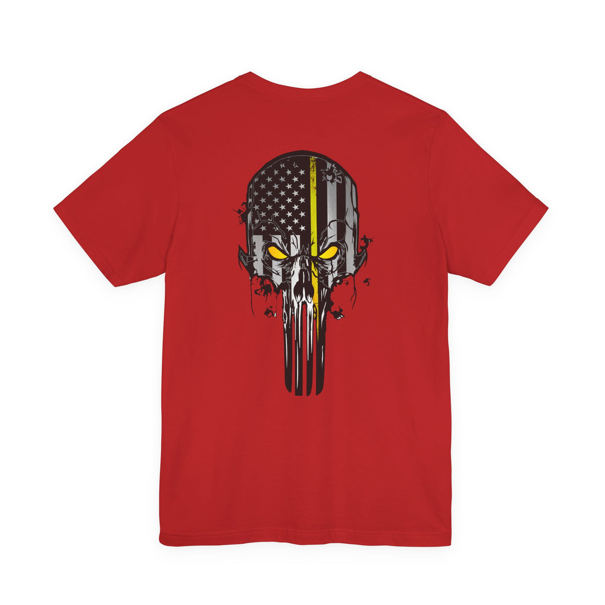 Thin Yellow Line American Flag Skull Tee