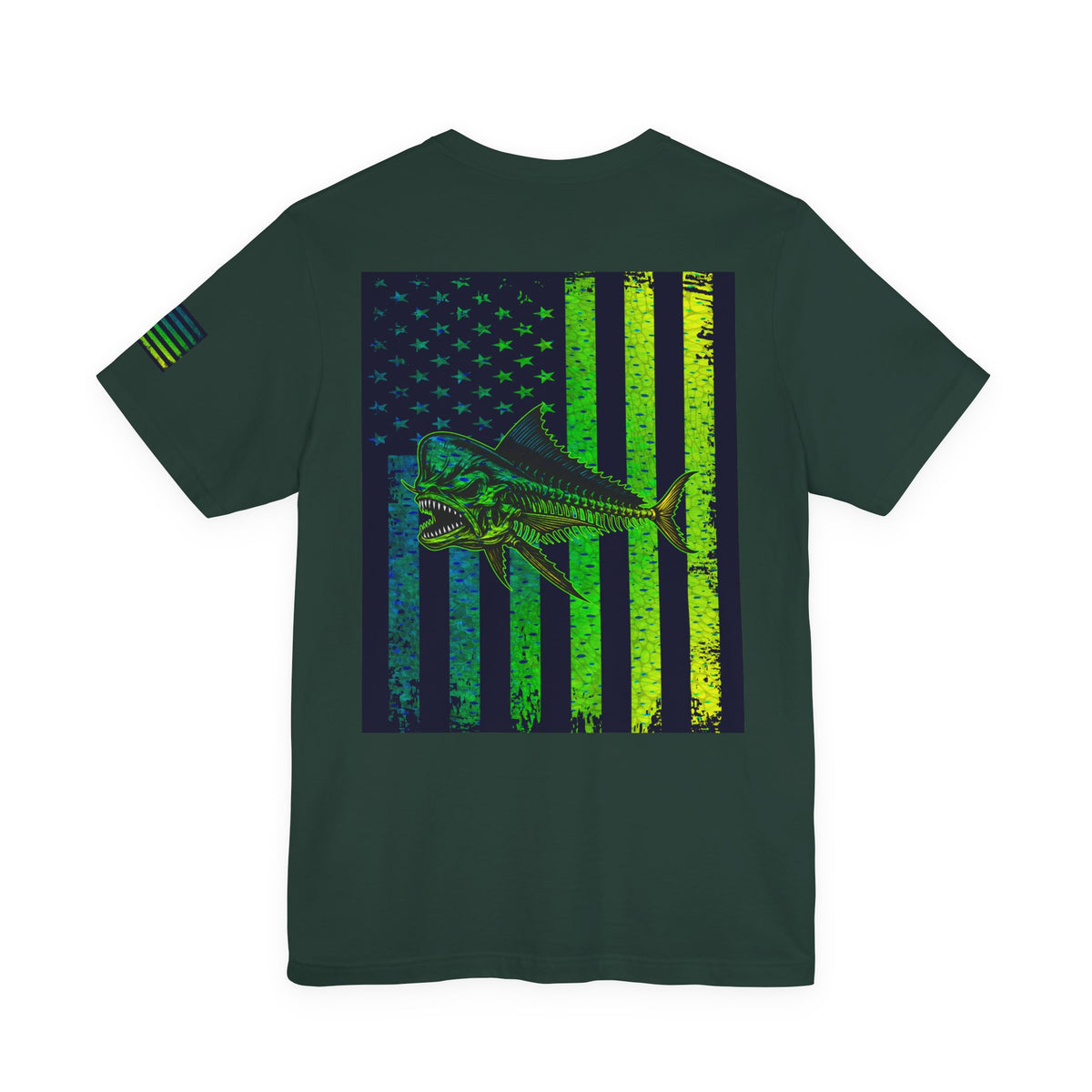 Mahi Mahi Skin Grunge American Flag Tee, Patriotic USA Shirt, Vintage American Flag