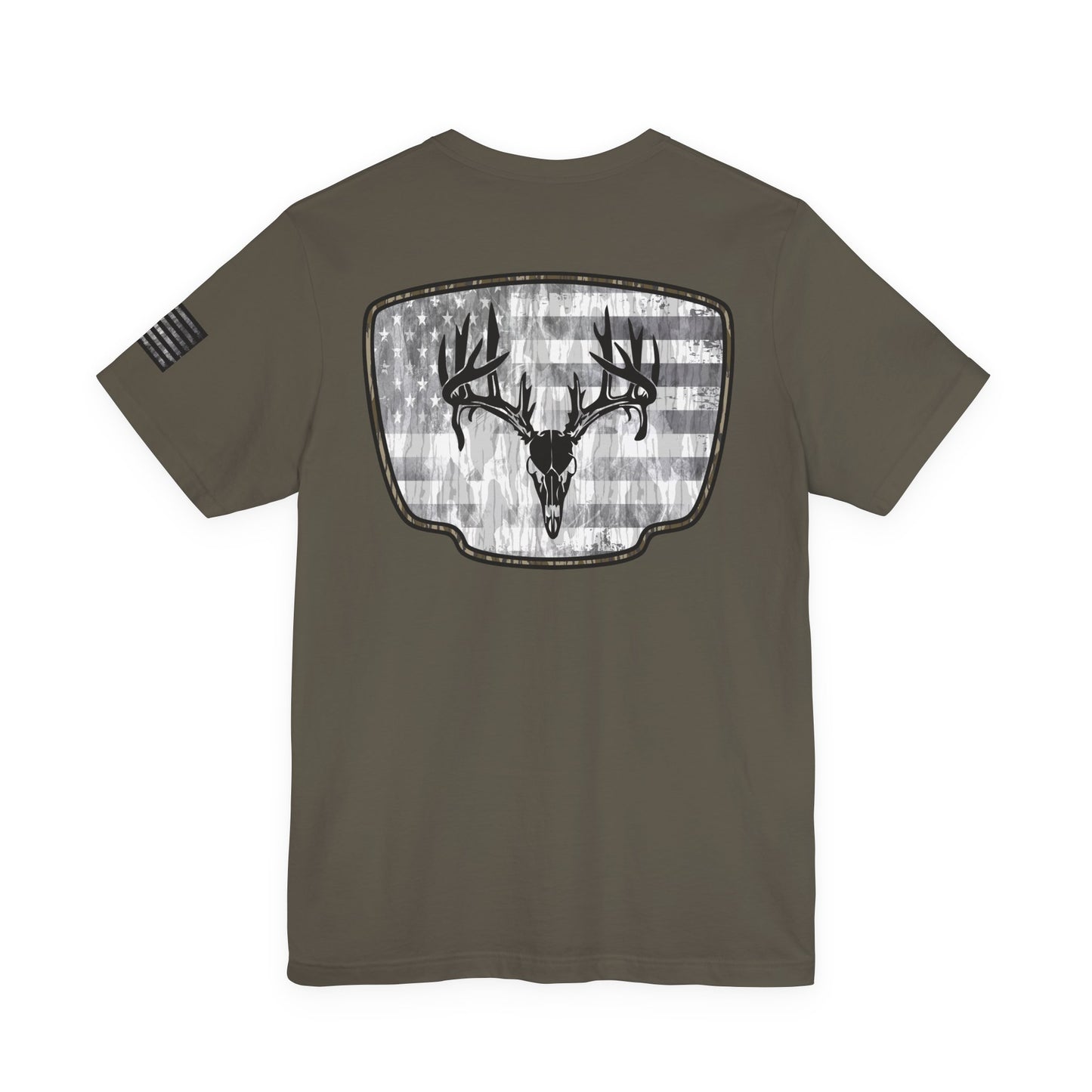 Patriotic Deer Skull Antler Hunting T-Shirt