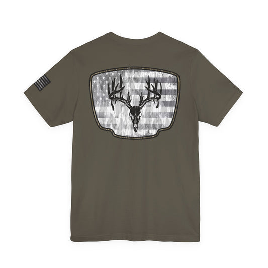 Patriotic Deer Skull Antler Hunting T-Shirt