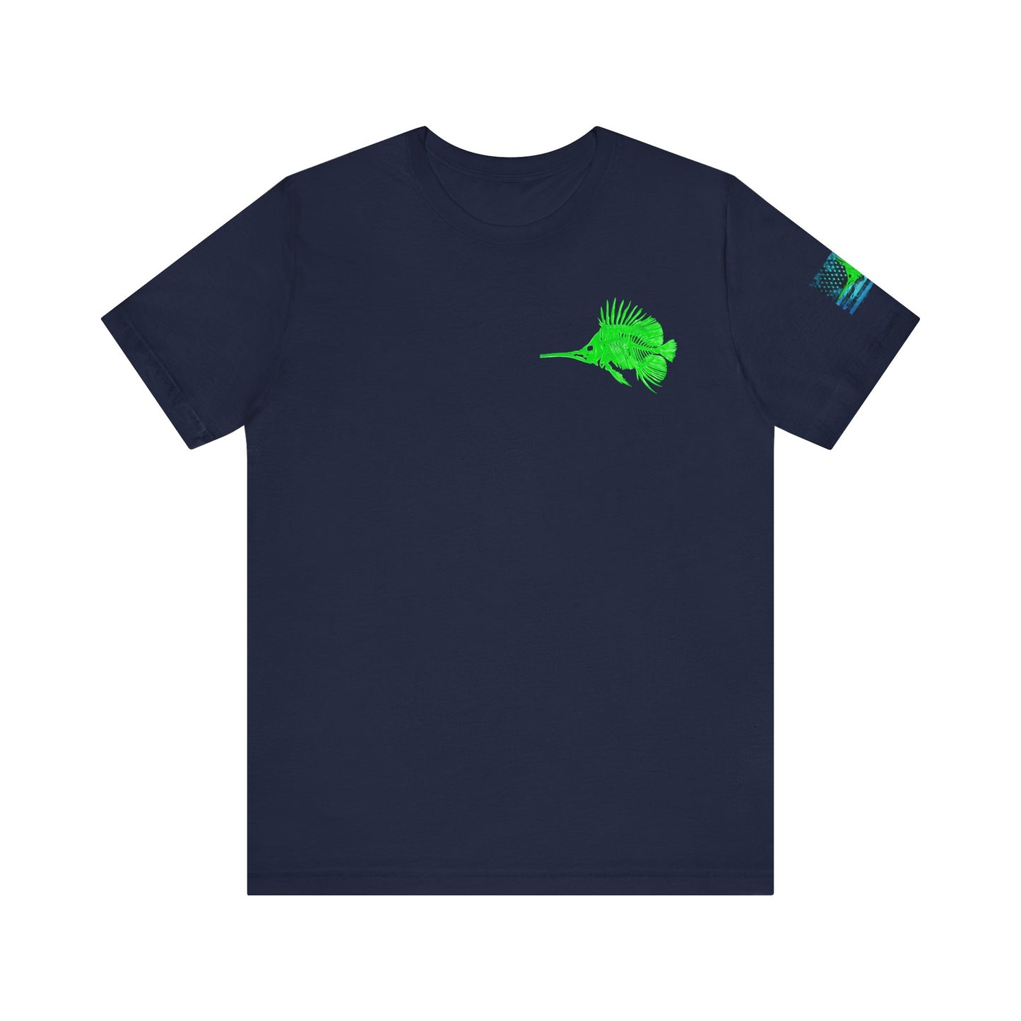 Green Fish Grunge American Flag Tee, Patriotic USA Shirt, Vintage American Flag