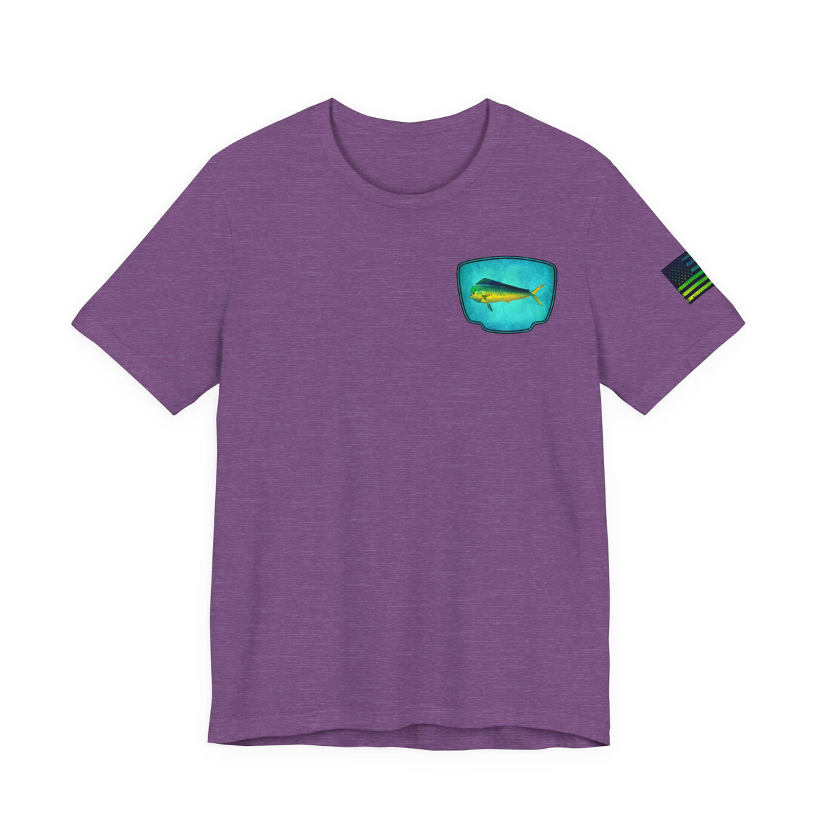 Vibrant Mahi Mahi Badge Tee – Ocean-Inspired Saltwater Fishing Shirt for Men