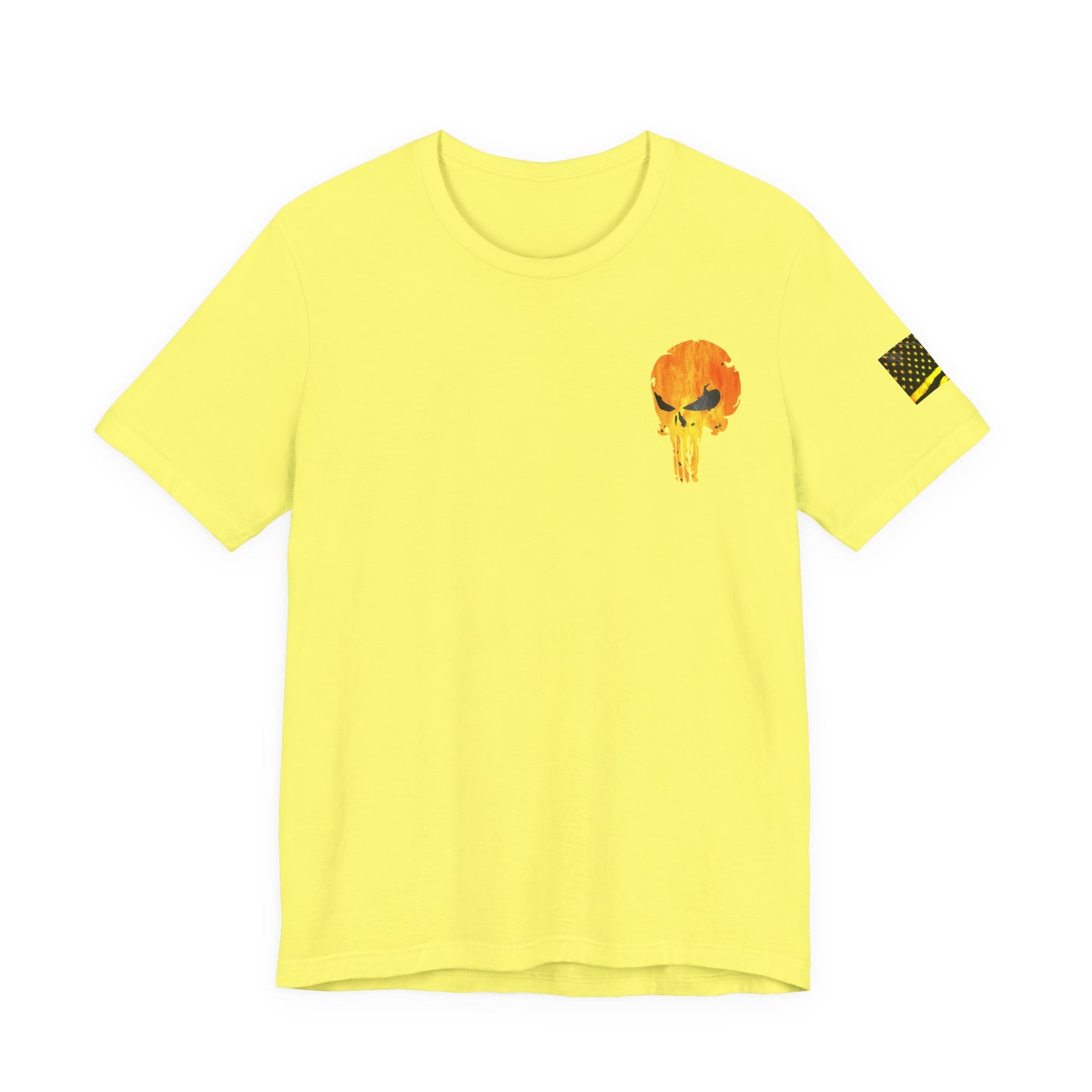 Orange Grunge Punisher Skull – Neon Grunge Vigilante Graphic for Shirts, Decals & Prints