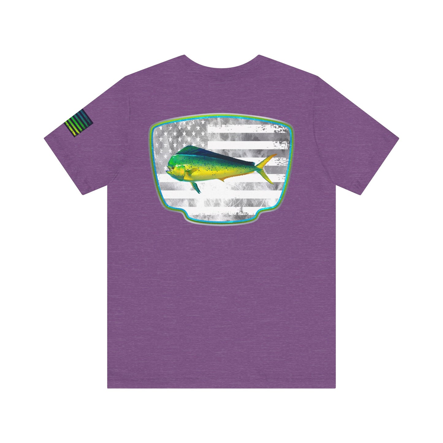 Mahi Mahi Sunglass Badge Tee – White Distressed Flag Fishing Shirt