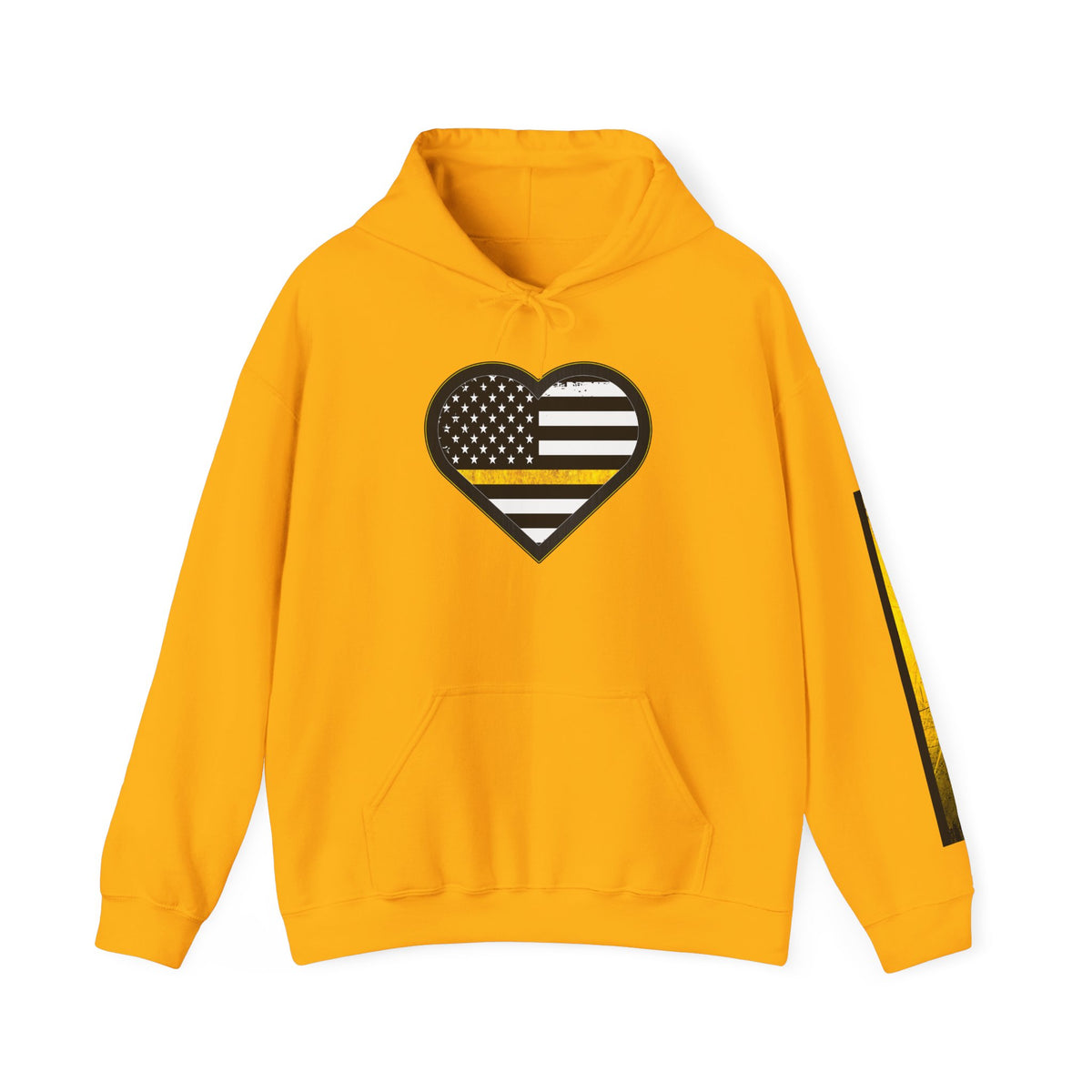 911 Dispatcher Thin Yellow Line American Flag Heart Hoodie, Dispatcher Hooded Sweatshirt, First Responder Gift, Patriotic