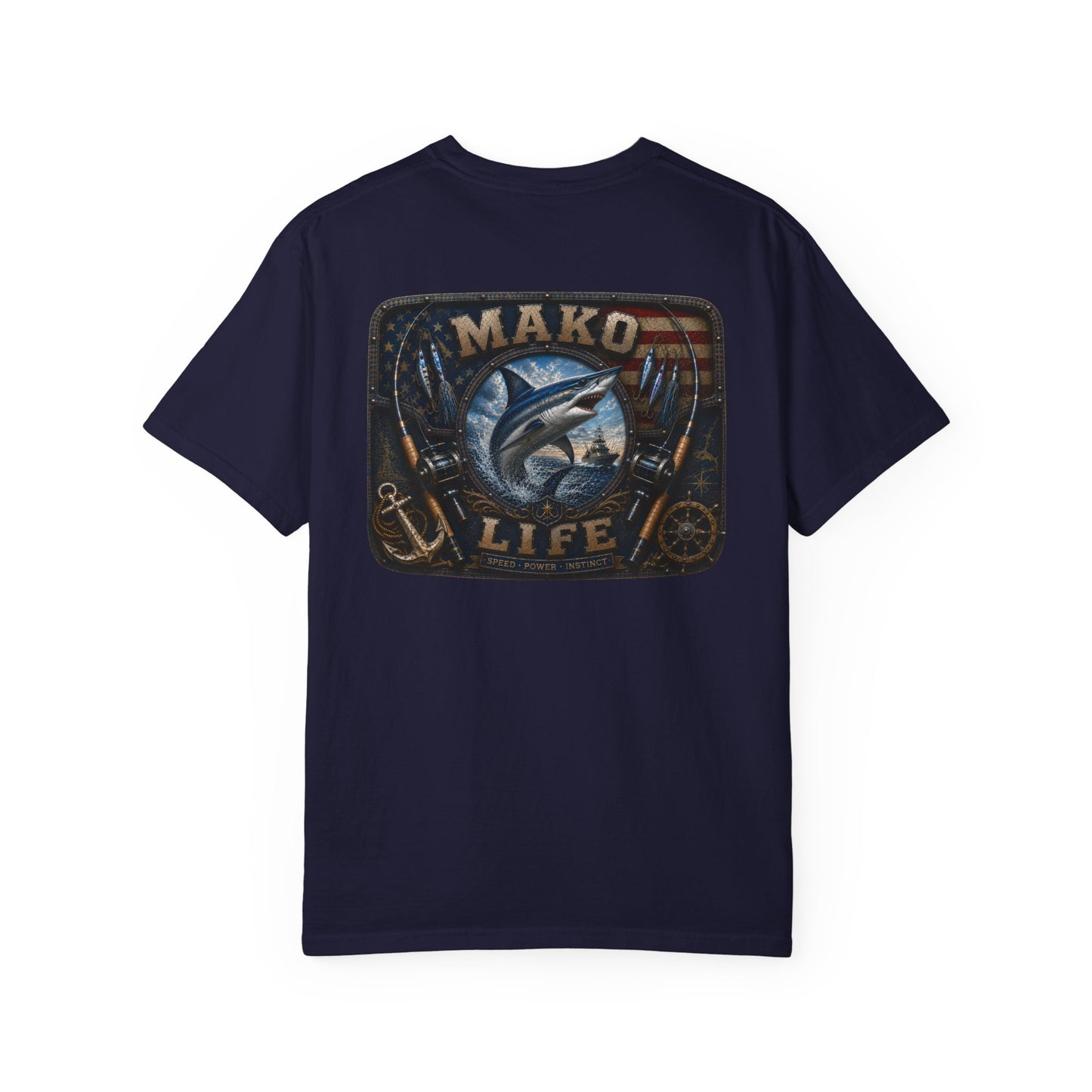Mako Life T-Shirt — Vintage Marlin & Anchor Fishing Tee