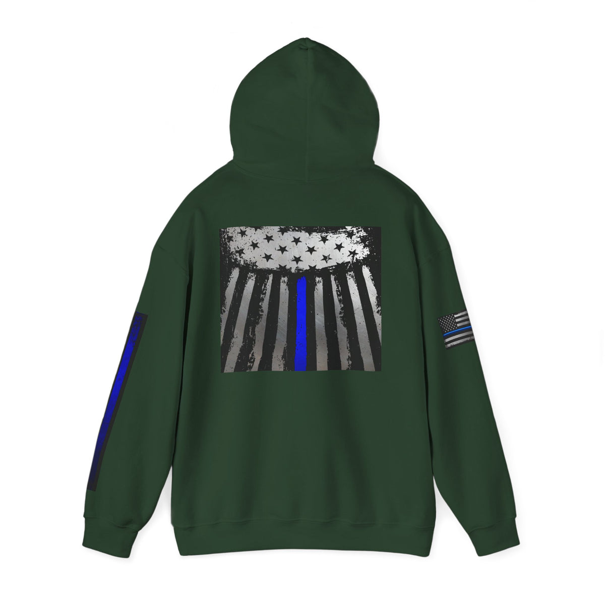 Spartan Thin Blue Line Flag Hoodie – Warrior Helmet Patriotic Sweatshirt for Police Supporters