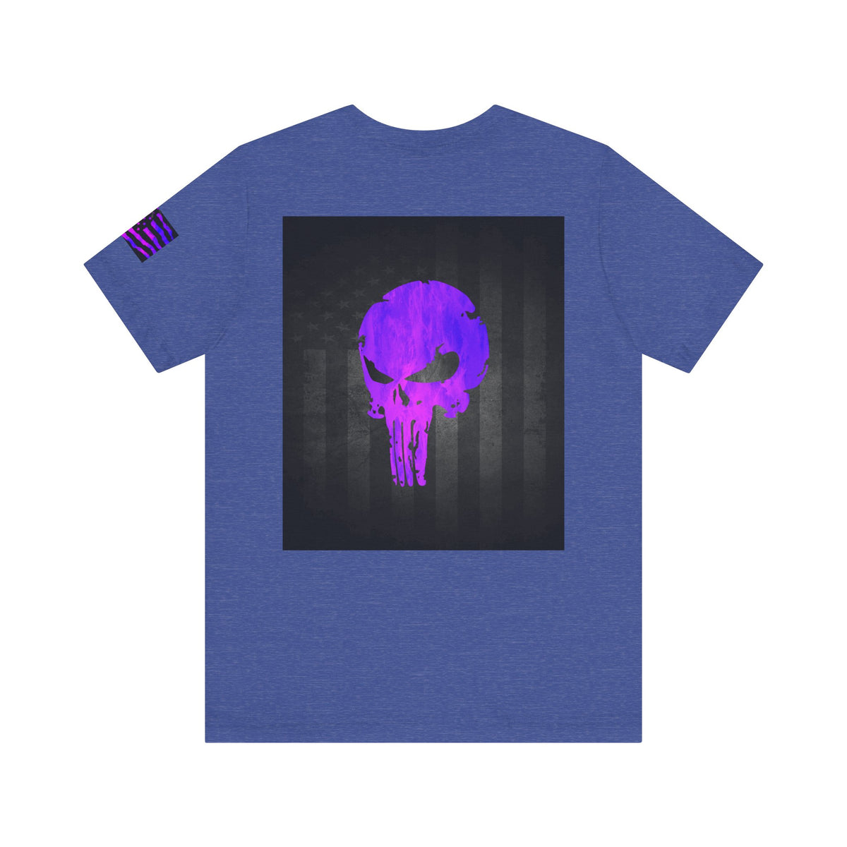 Purple Grunge Punisher Skull – Neon Grunge Vigilante Graphic for Shirts, Decals & Prints