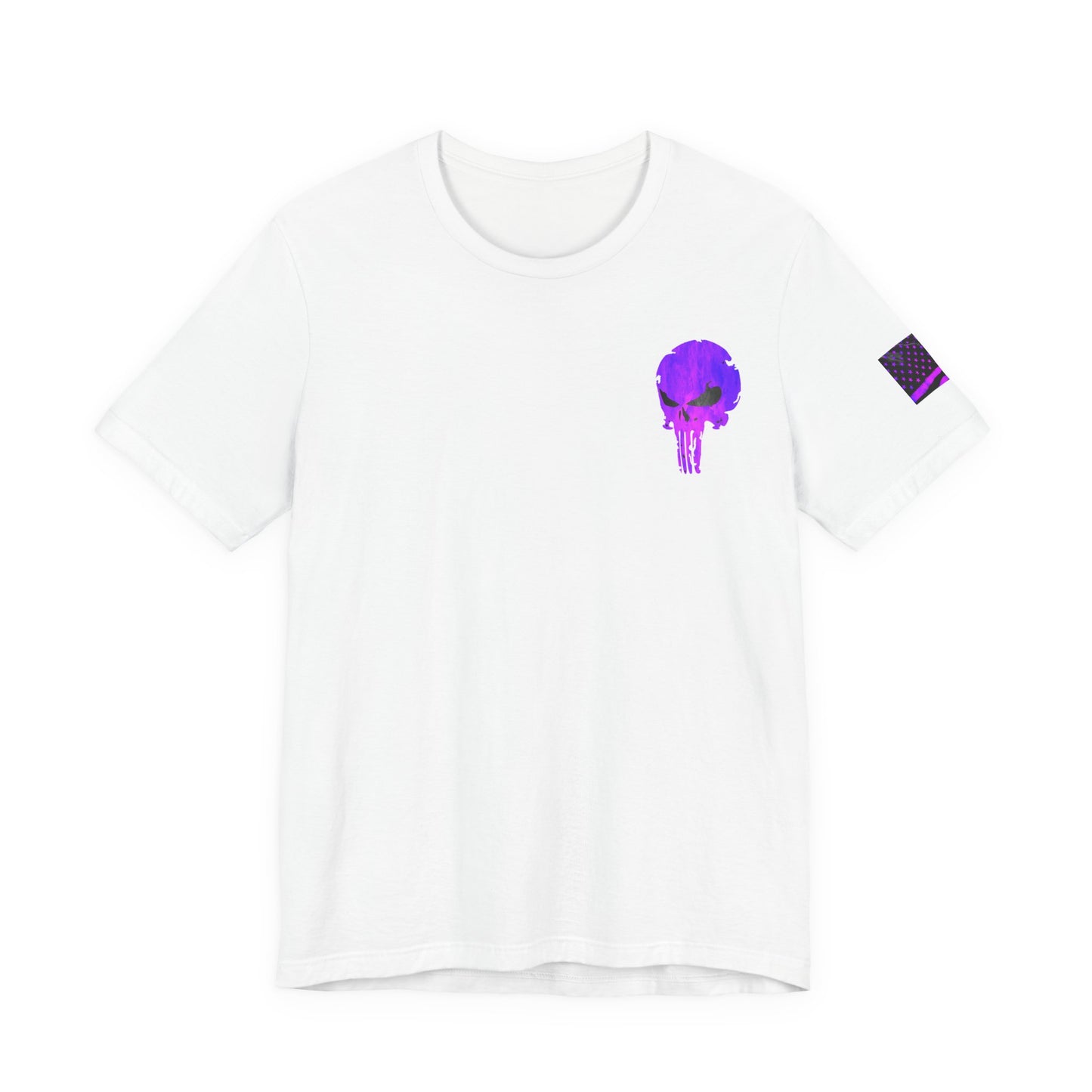 Purple Grunge Punisher Skull – Neon Grunge Vigilante Graphic for Shirts, Decals & Prints